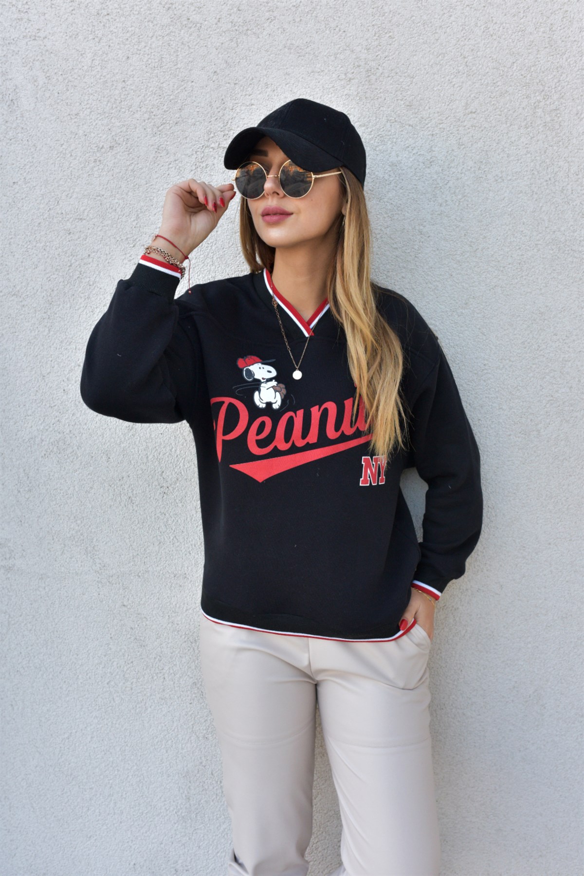 Peanuts Siyah Sweat