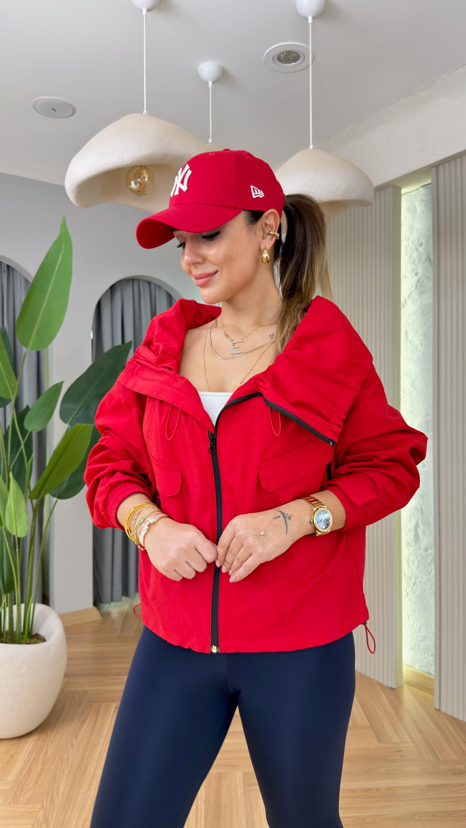 Kırmızı Larry Marka Model Büzgülü Ceket