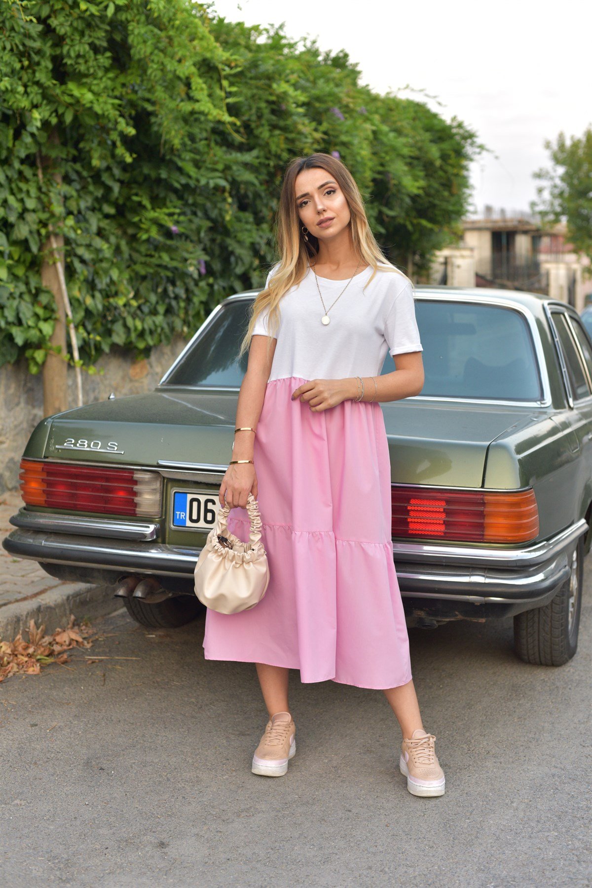 Şeker Pembe Poplin Elbise