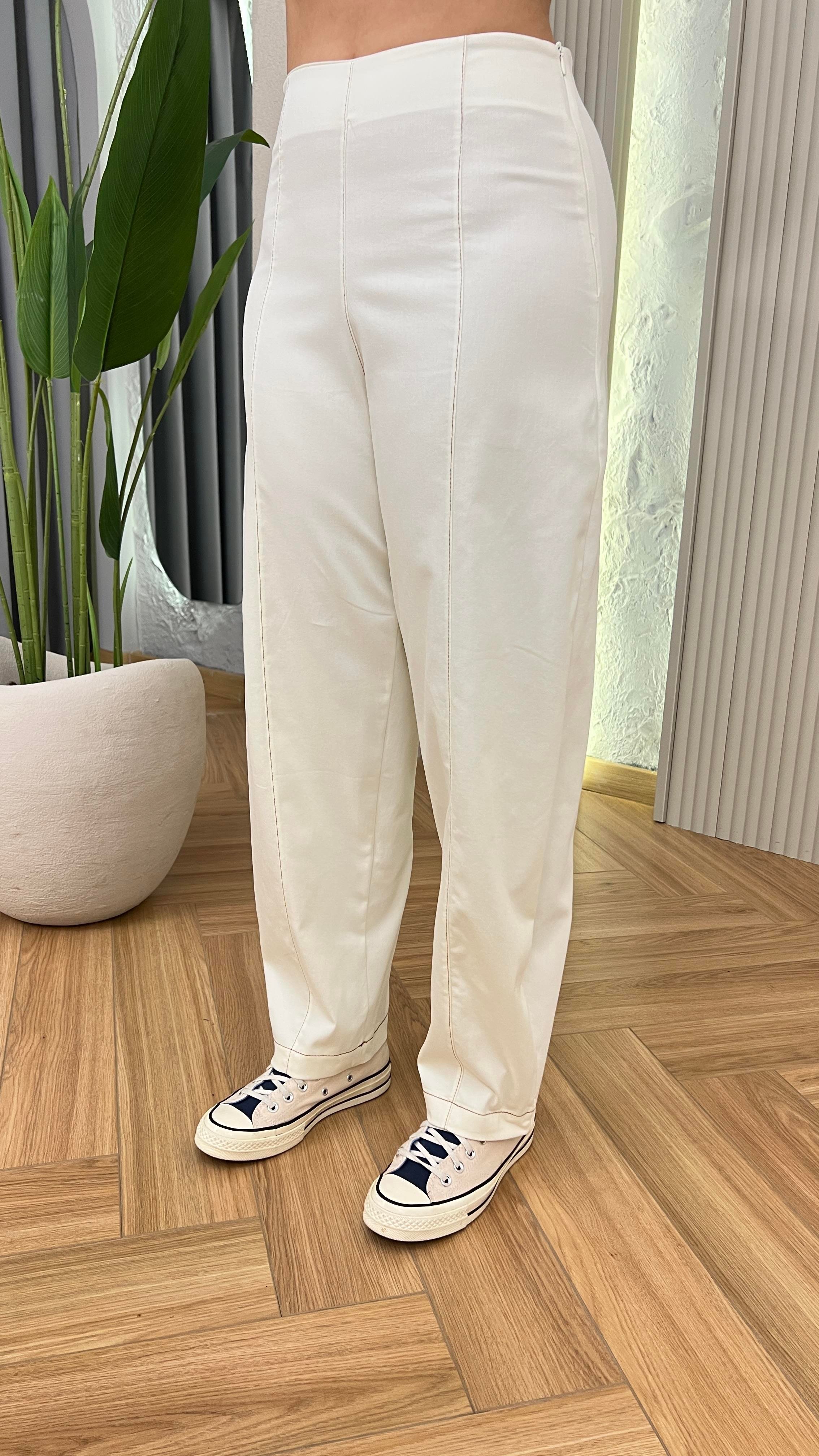 Oasis Ekru Yüksek Bel Likralı Pantolon