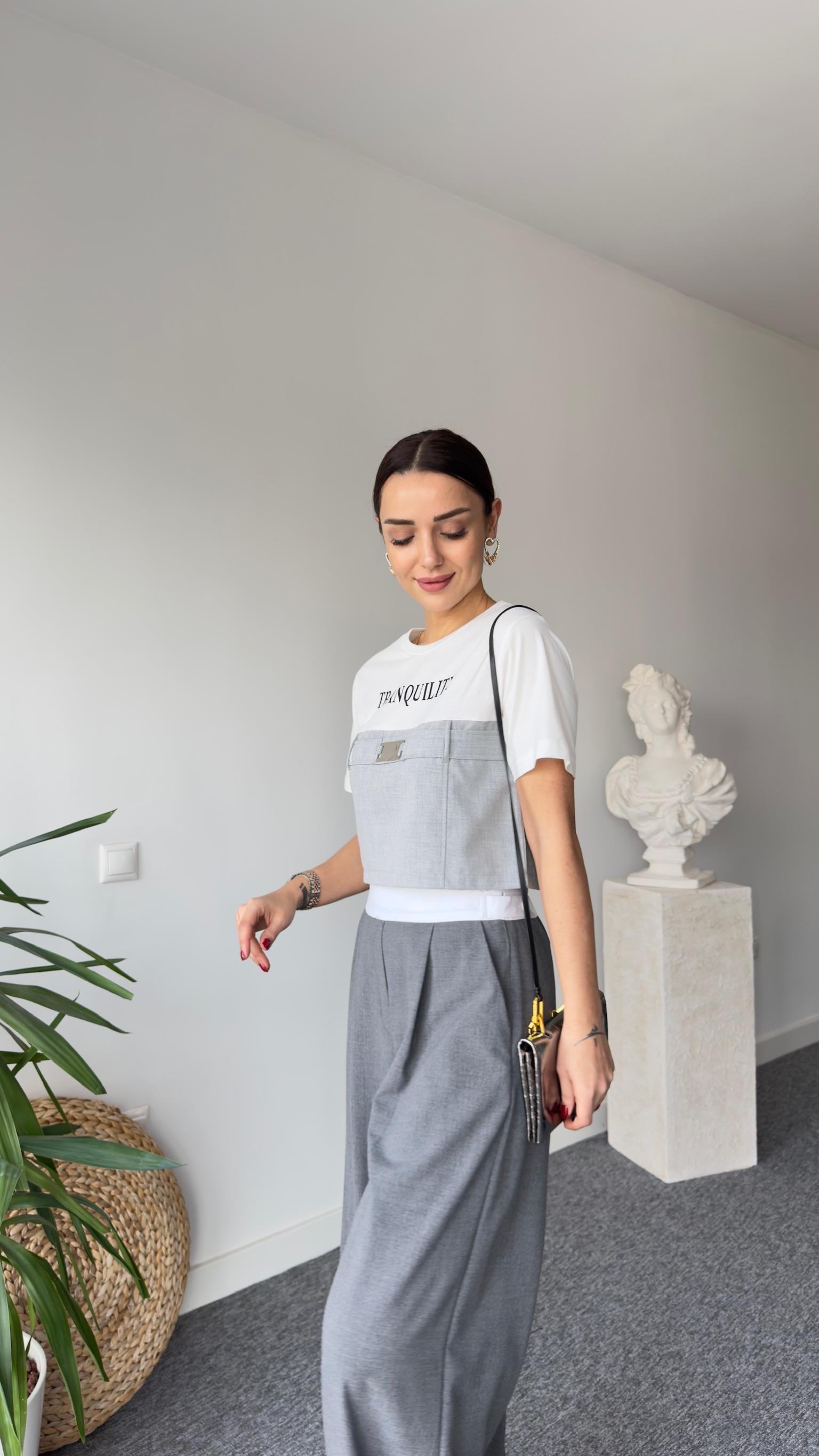 Tranquılıty Baskı Gri Tshirt