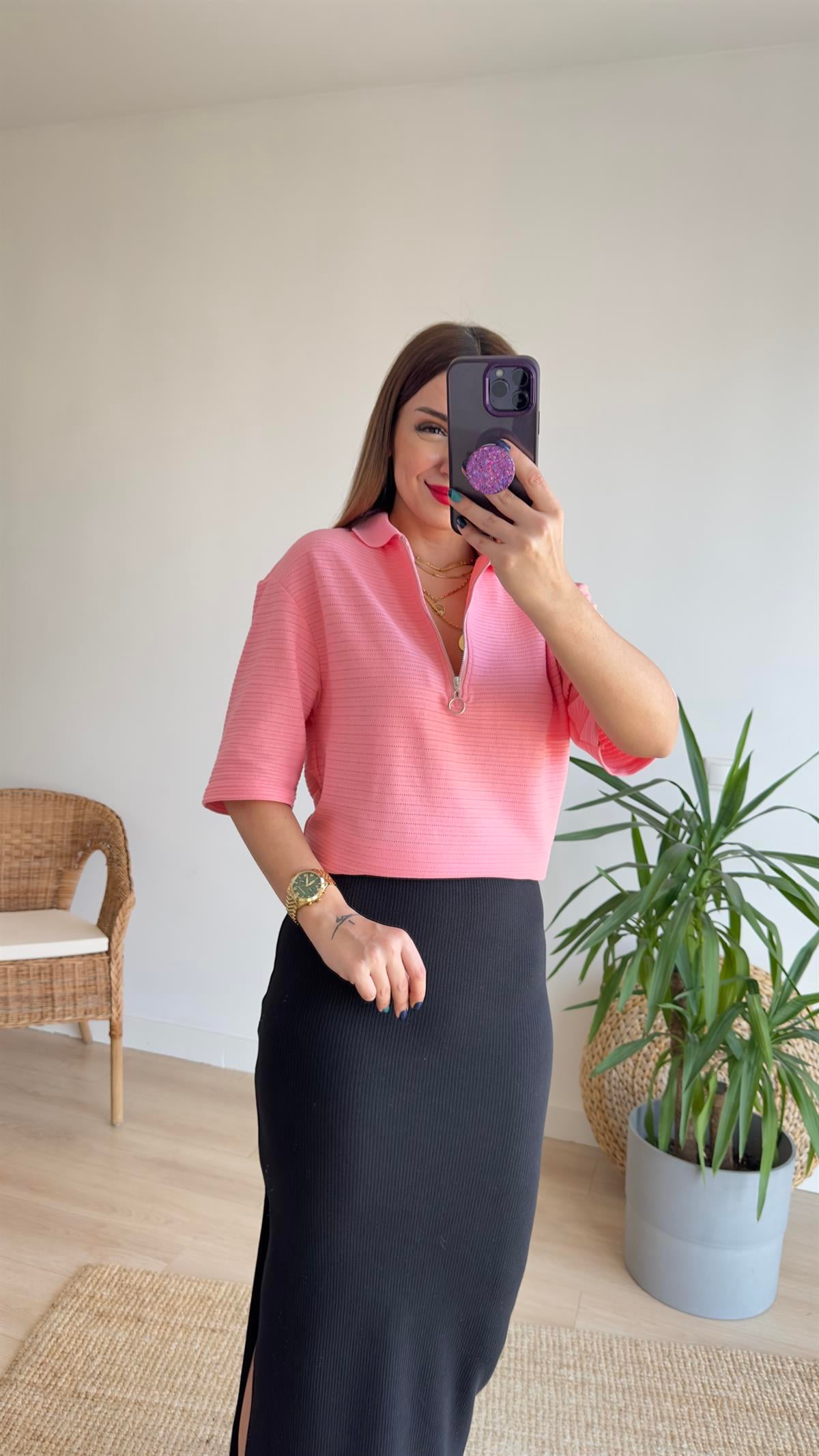 Polo Yaka Pembe Kısa Kol Triko