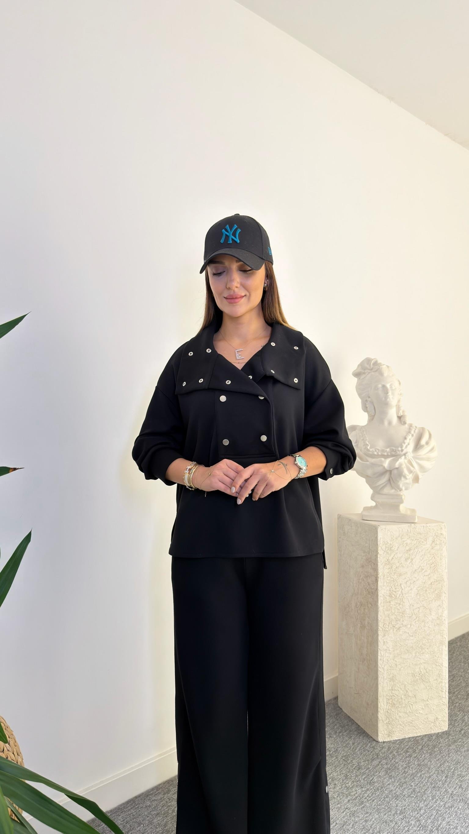 Siyah Koe Çıtçıtlı Modal Takım