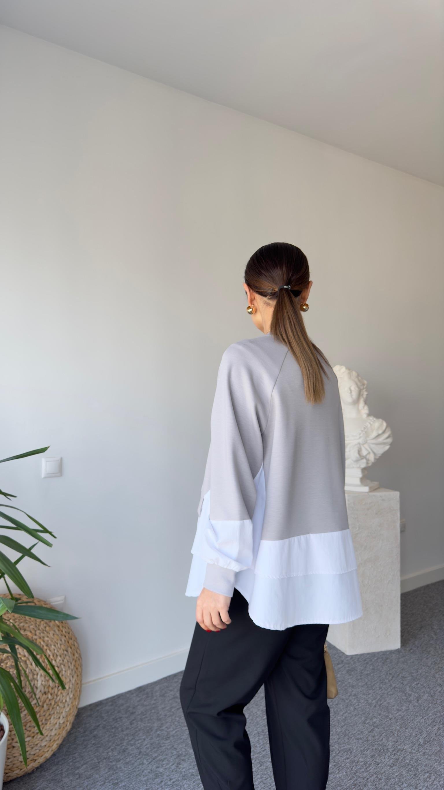 Lawa Gömlek Detaylı Gri Modal Sweat