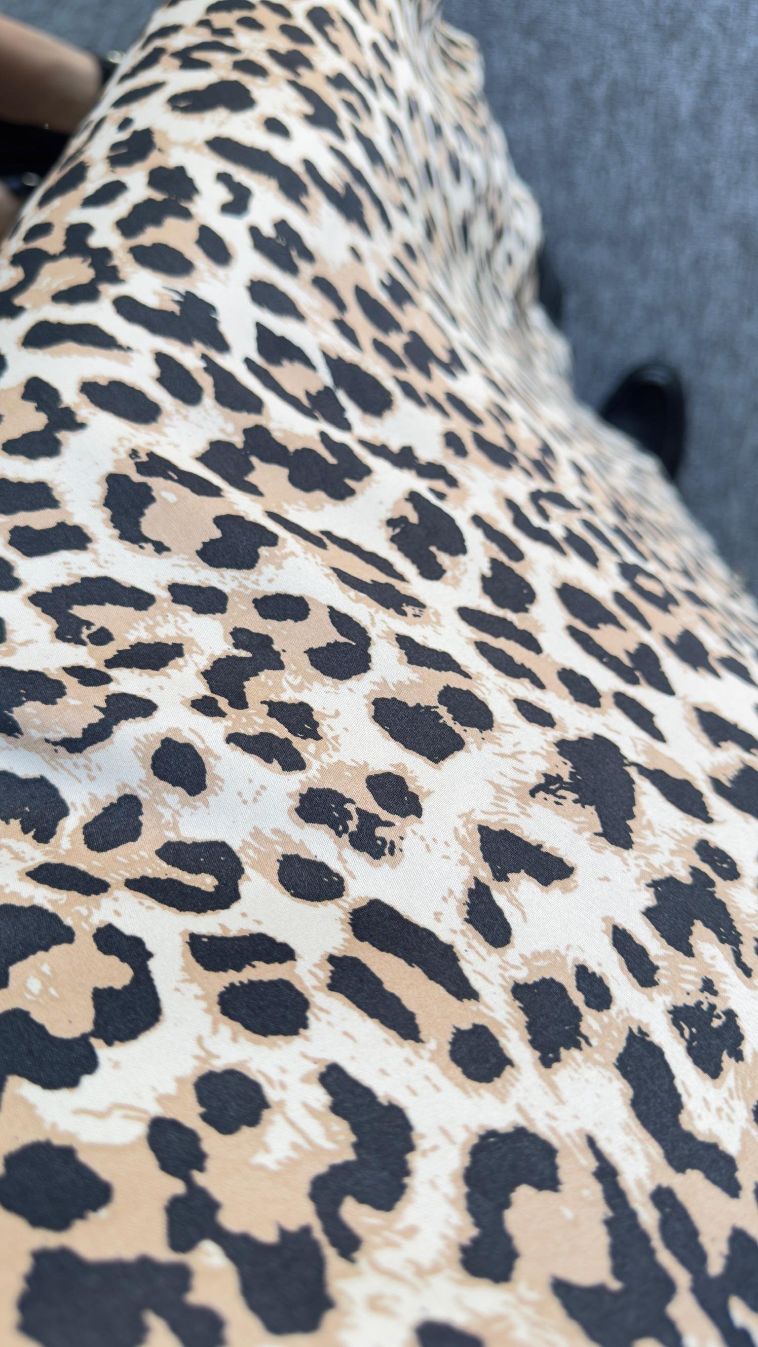 Tok Doku Leopar Desen Saten Etek