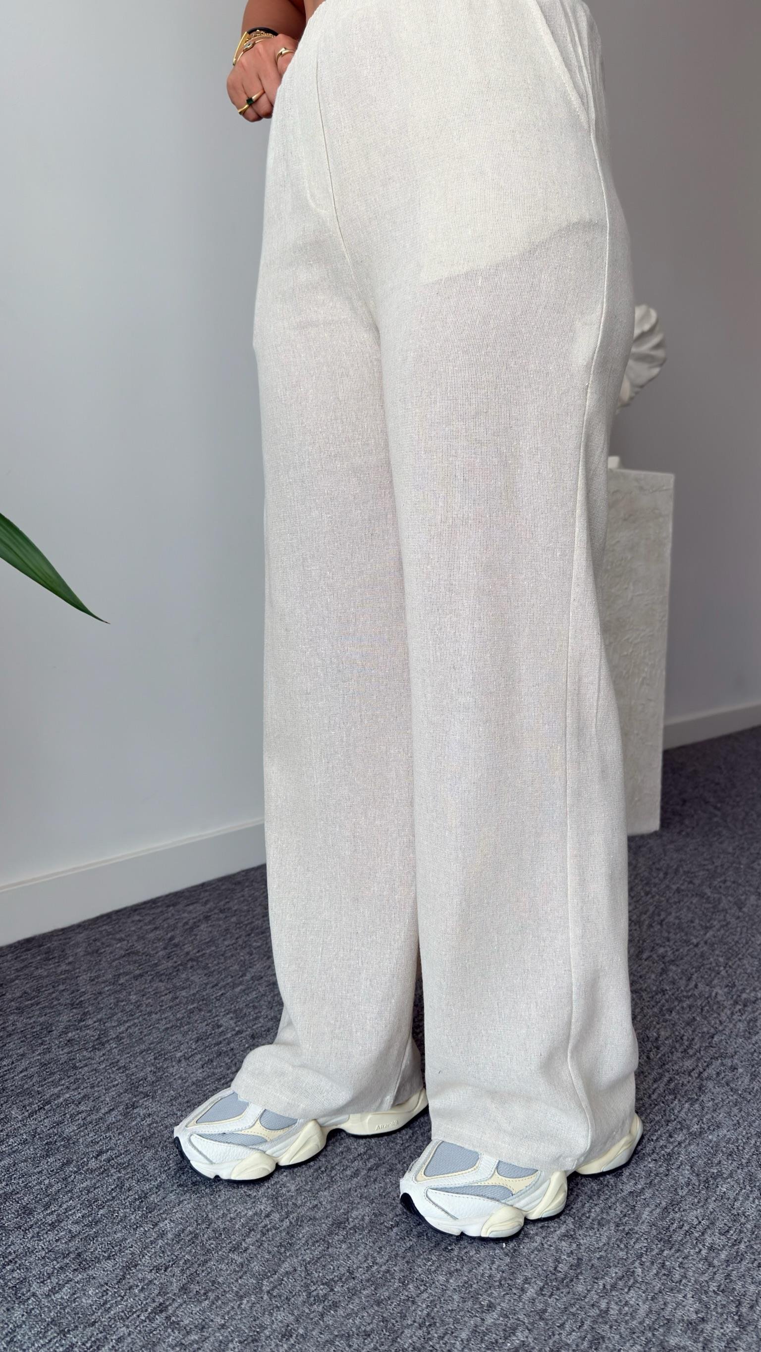 Risha Zra Model Bel Büzgülü Keten Takım