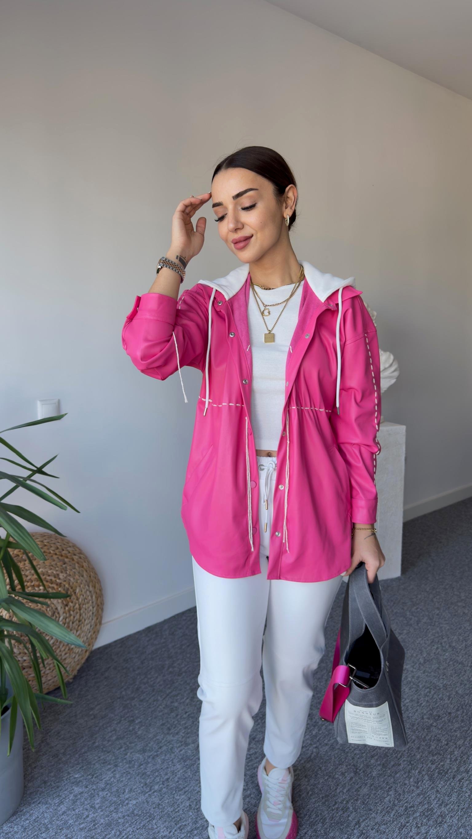 Tws Model Dikiş Detaylı Pembe Ceket