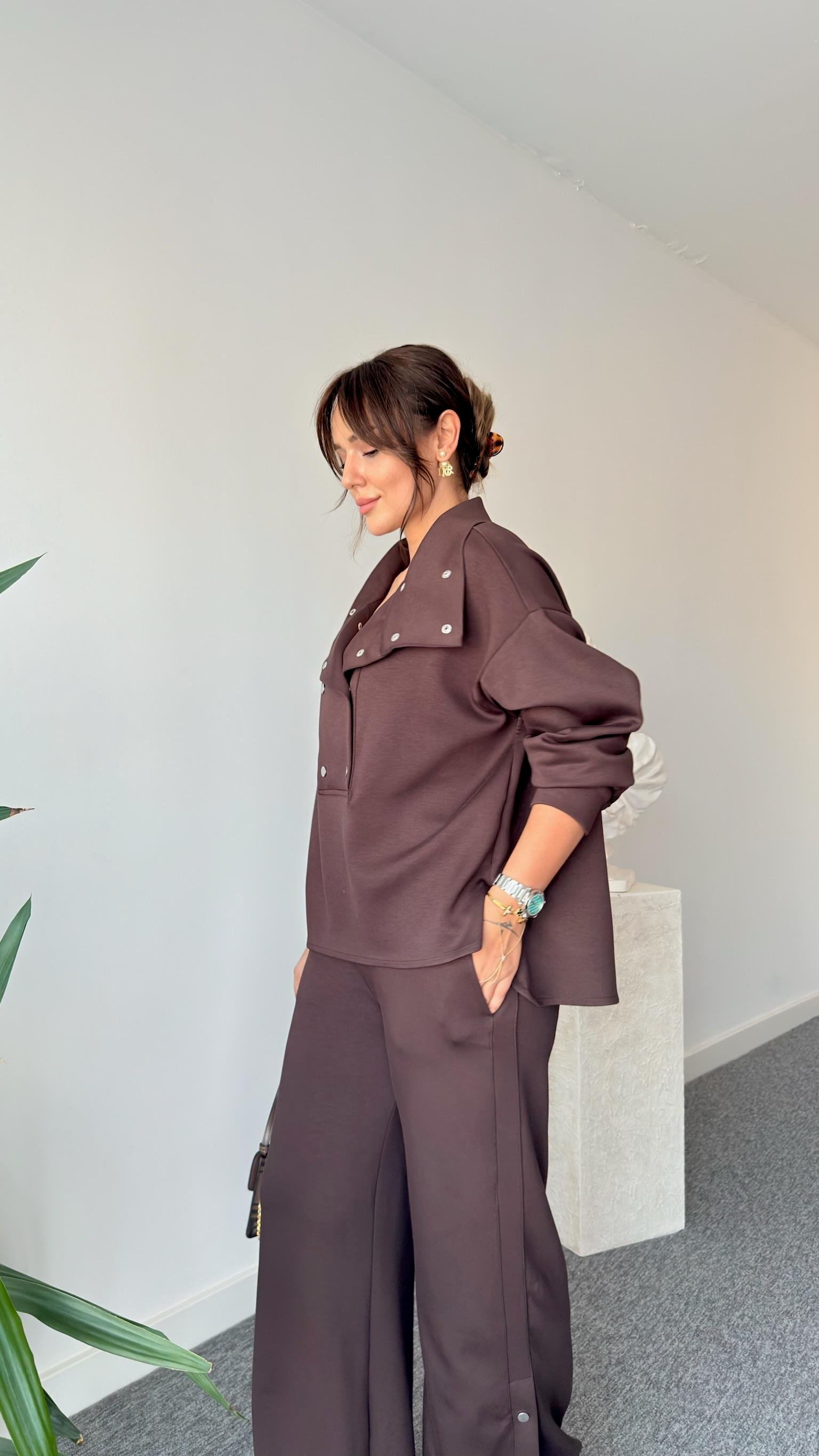 Kahve Koe Çıtçıtlı Modal Takım