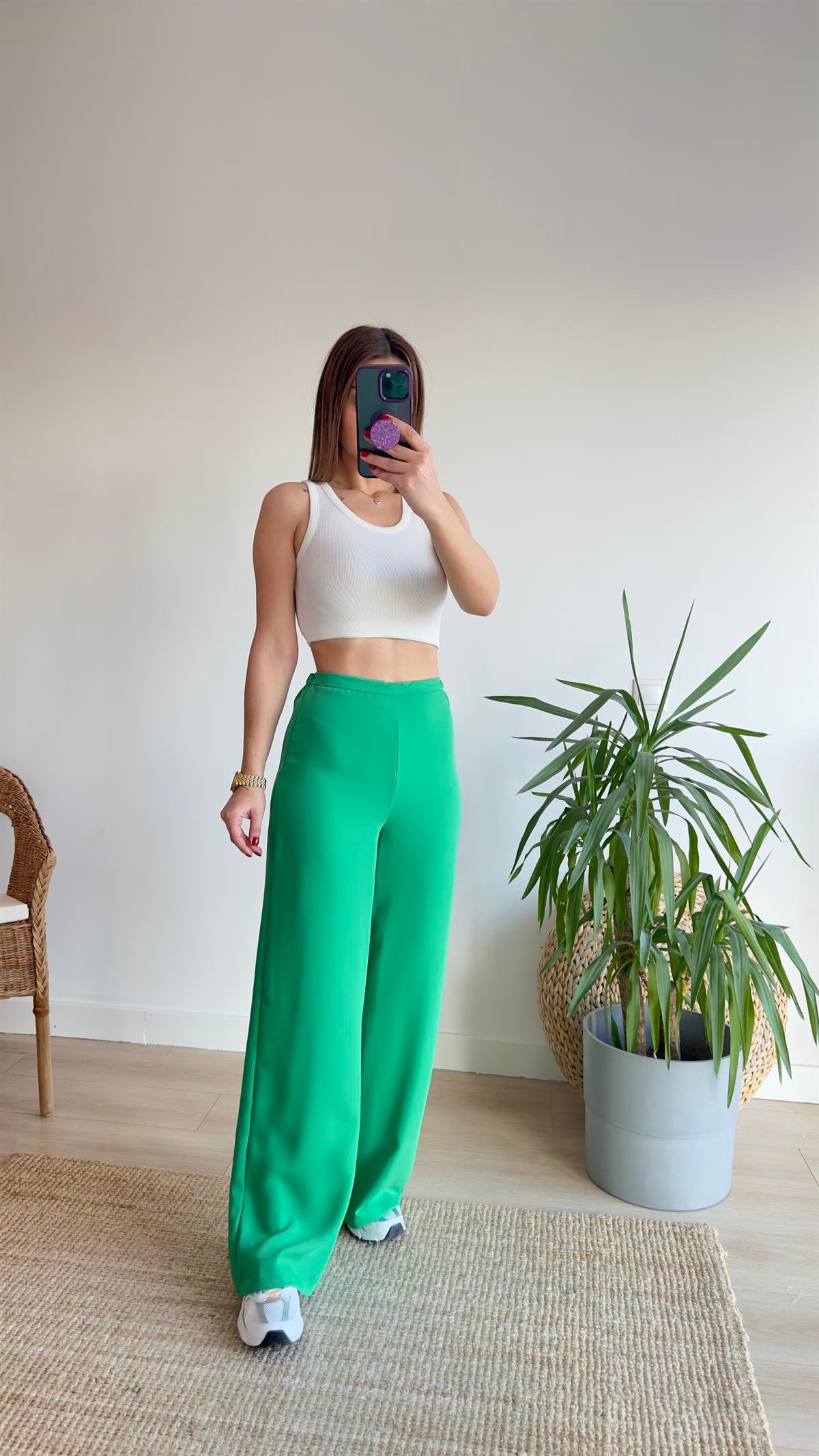Zra Yeşil Crep Bol Pantolon