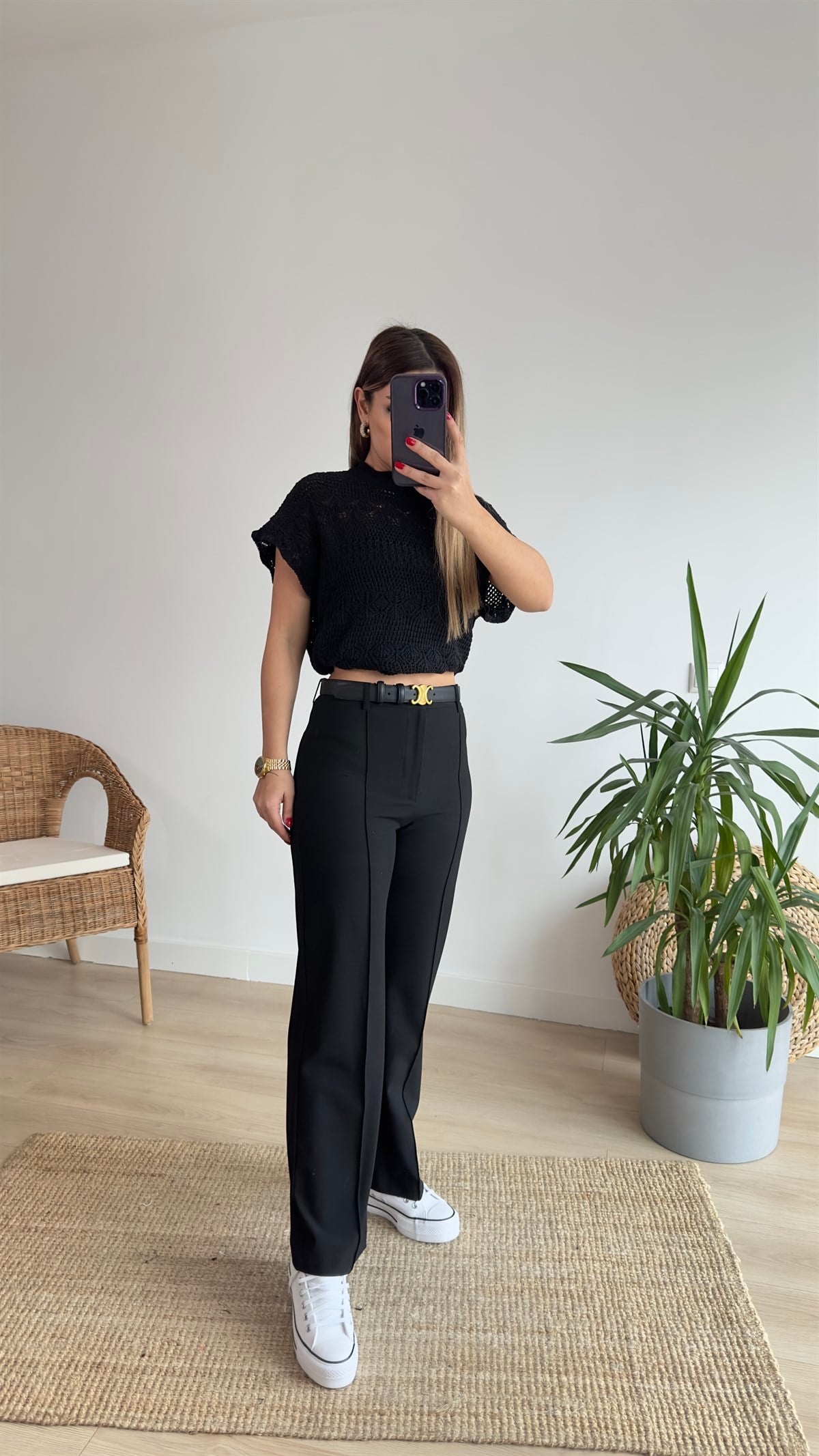 Zra Model Dikiş Detaylı Siyah Pantolon