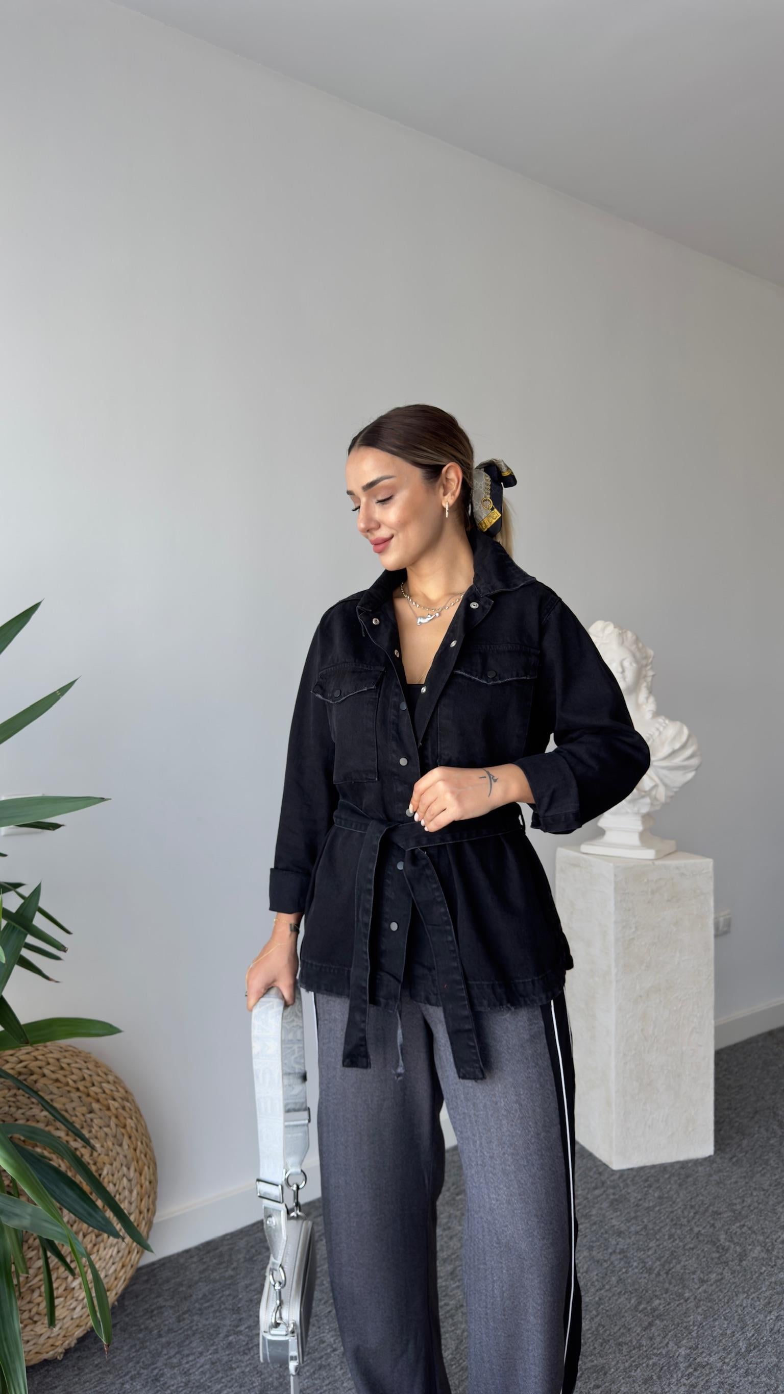 Liona Kemerli Füme Jean Ceket