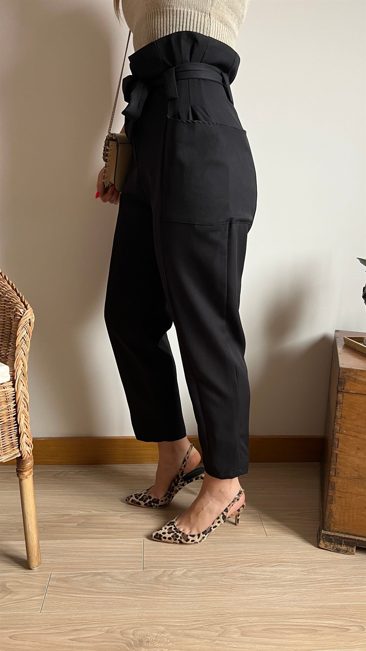 Şalvar Model Cepli Siyah Pantolon