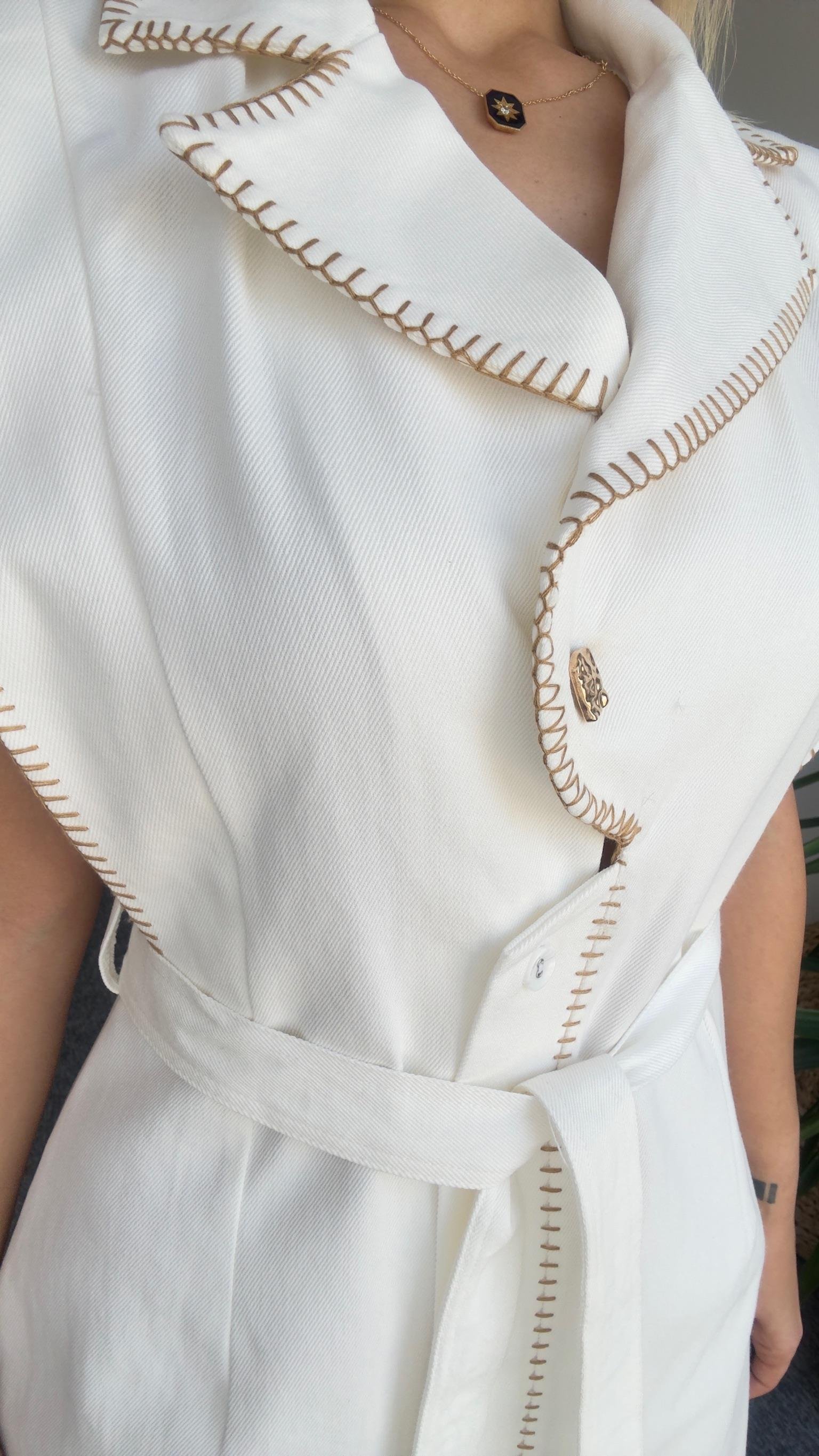 Marka Model Çoban Dikişli Ekru Gabardin Elbise 