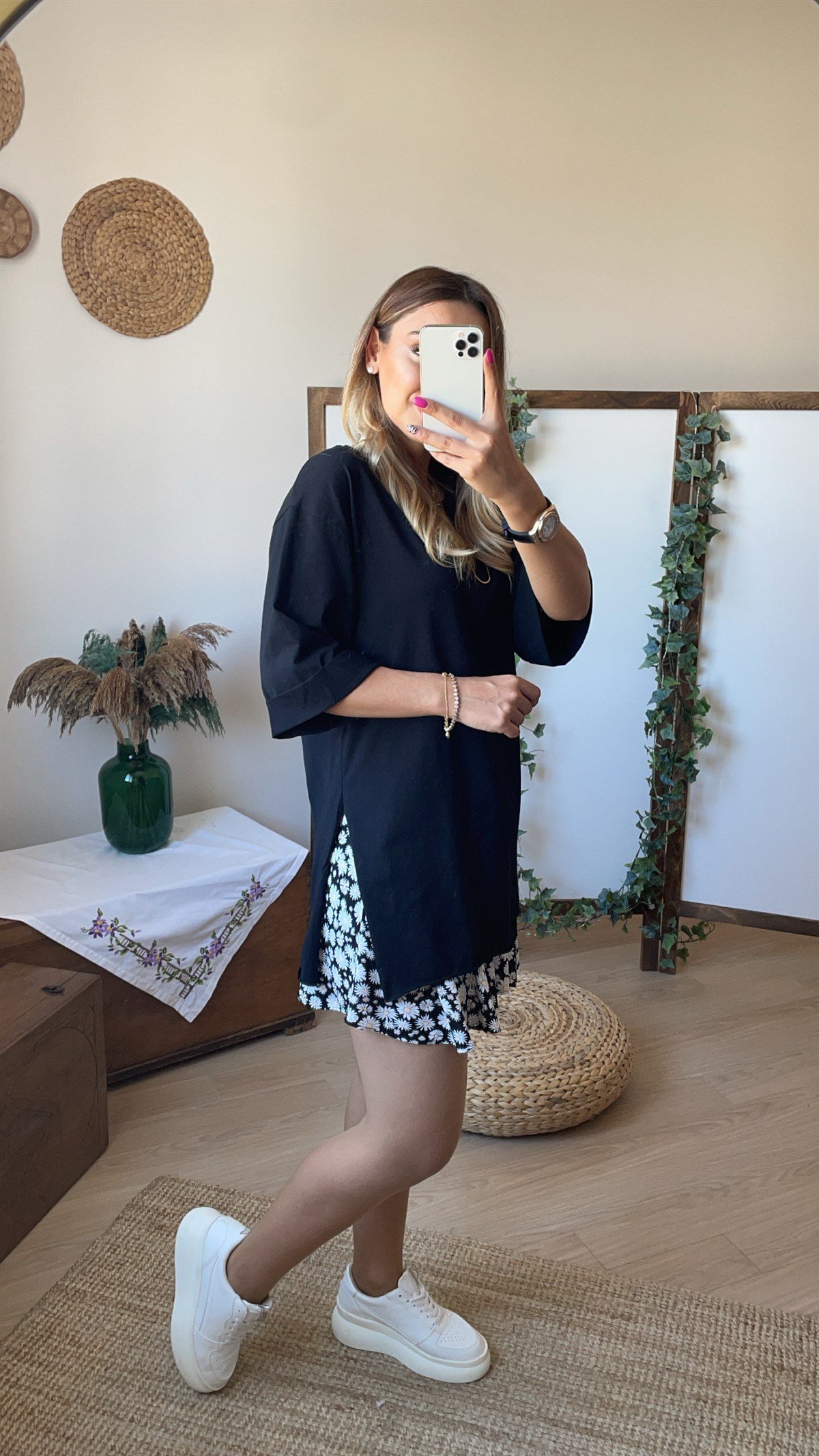 Duble Kol Siyah Basic Tshirt