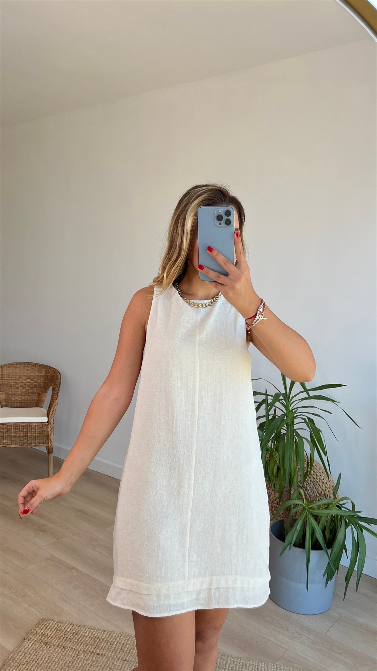 Orijinal Marka Astarlı Ekru Elbise 
