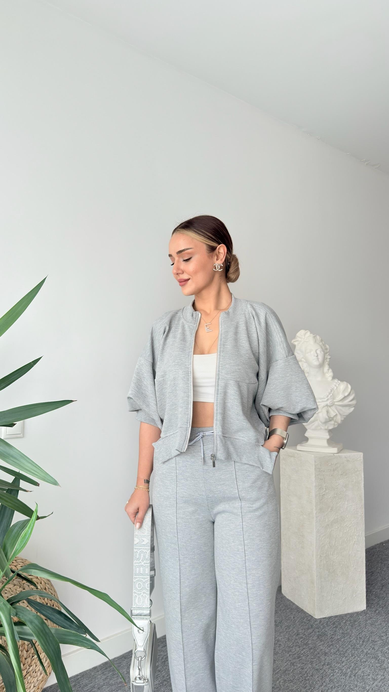 Gri Lamela Tws Model Eşofman Takımı