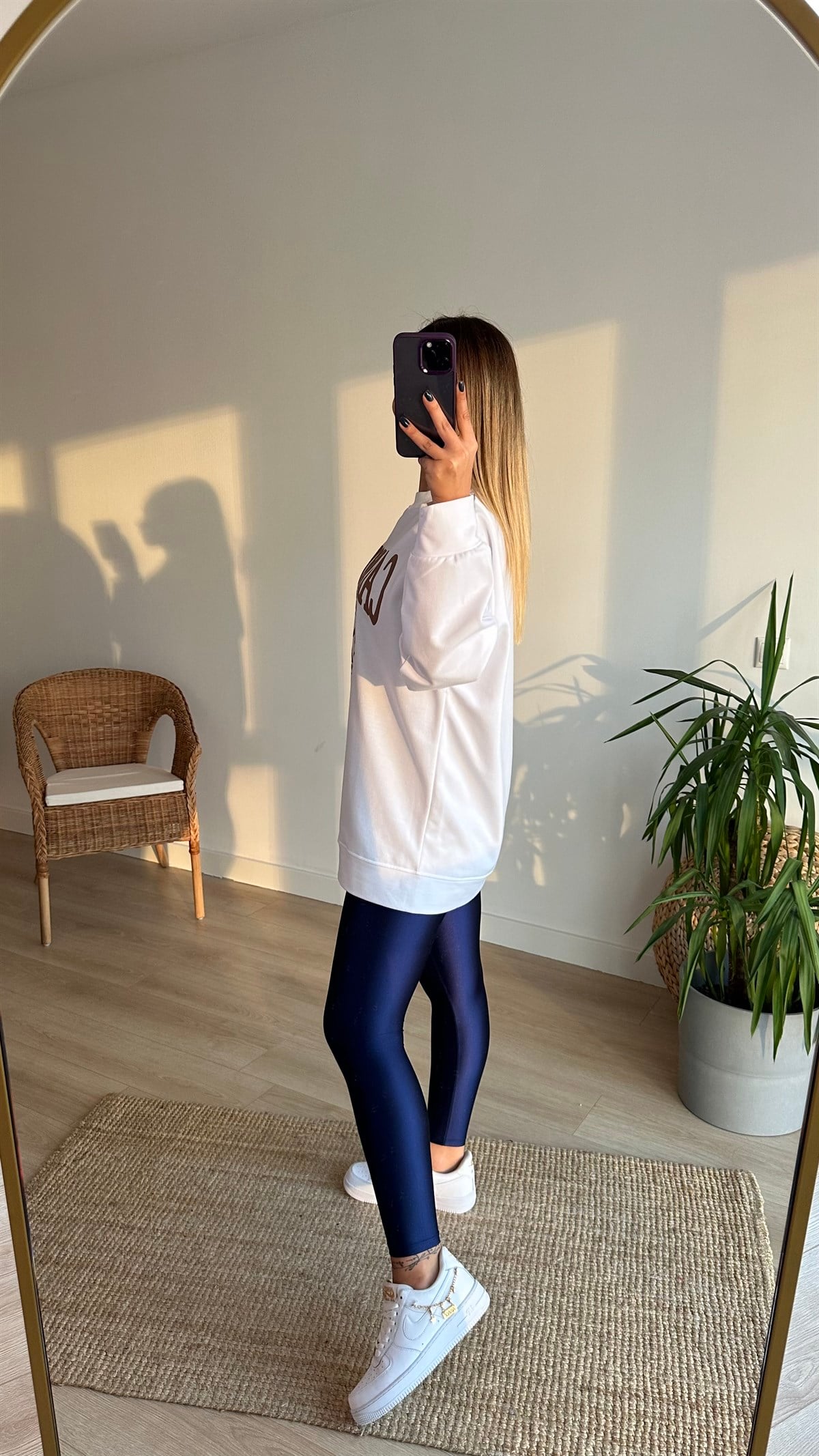 California Baskı Şardonlu Beyaz Sweat