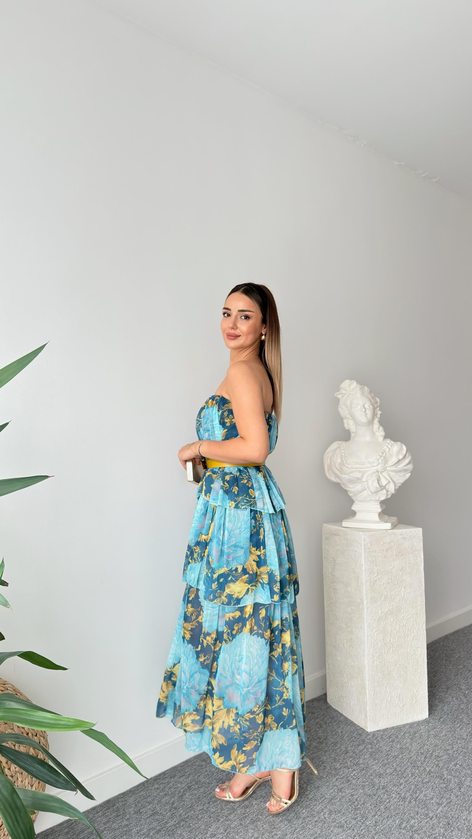 Katlı Straplez Zra Model Elbise 
