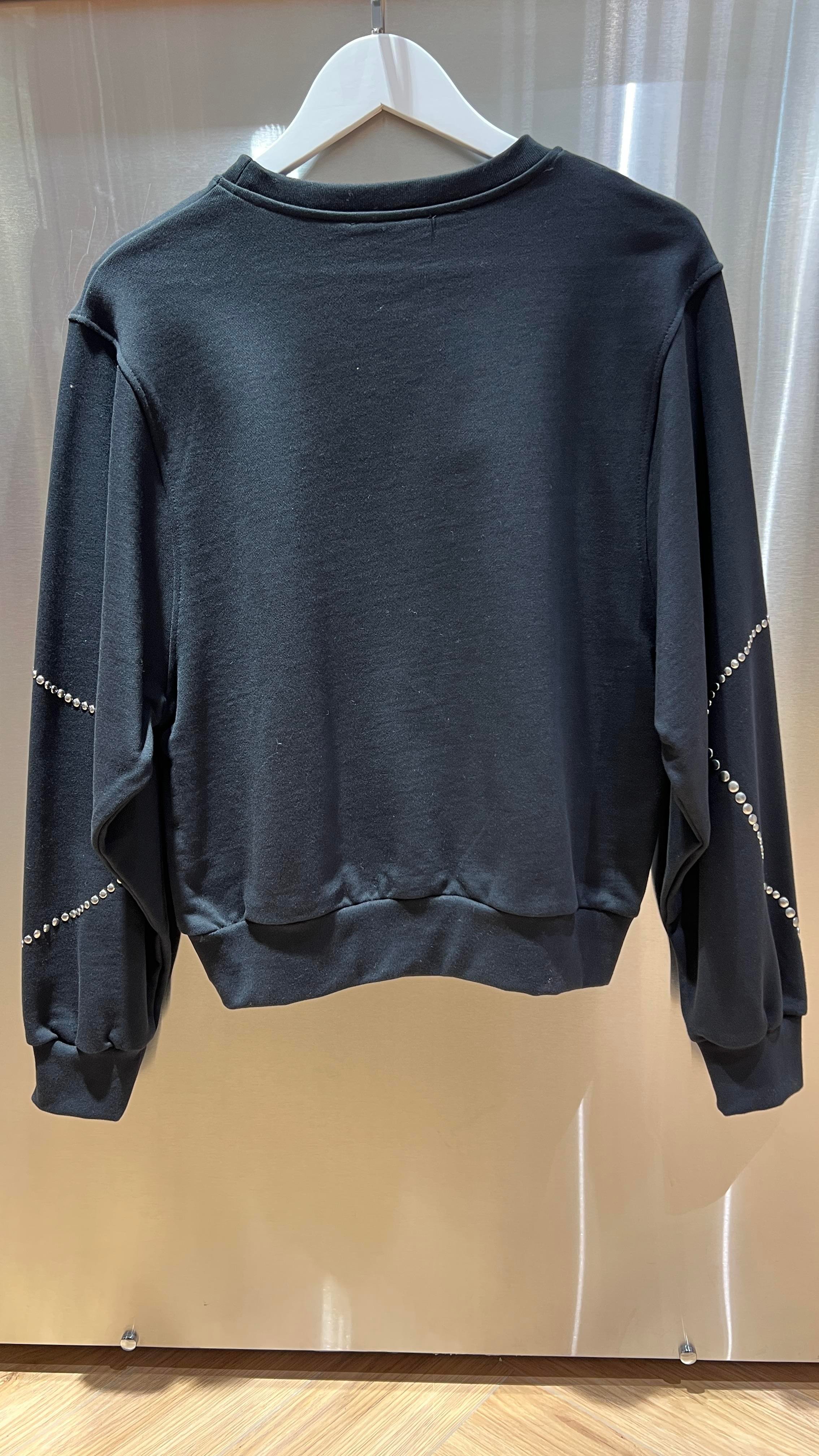 Zımba Baskılı Siyah Sweatshirt