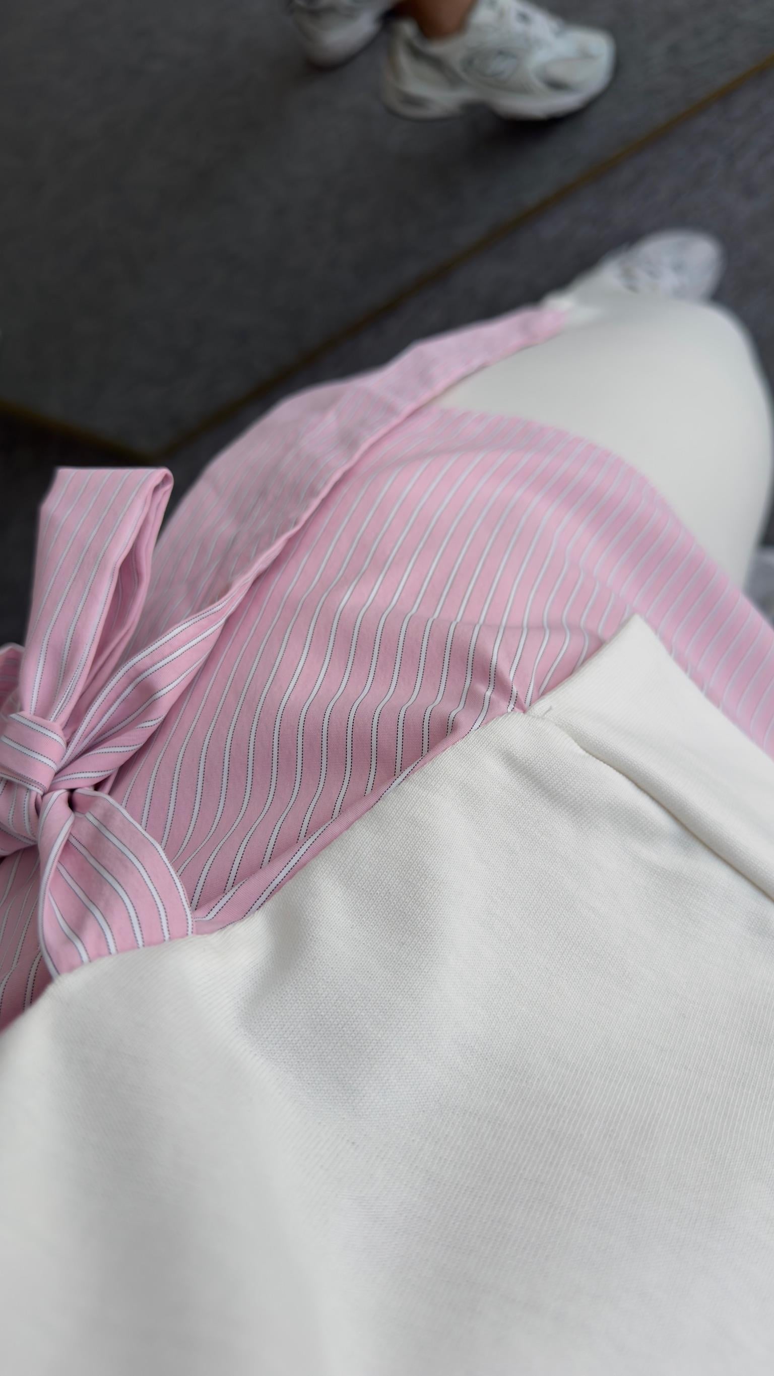 Sei Pembe Yan Bağlamalı Tshirt