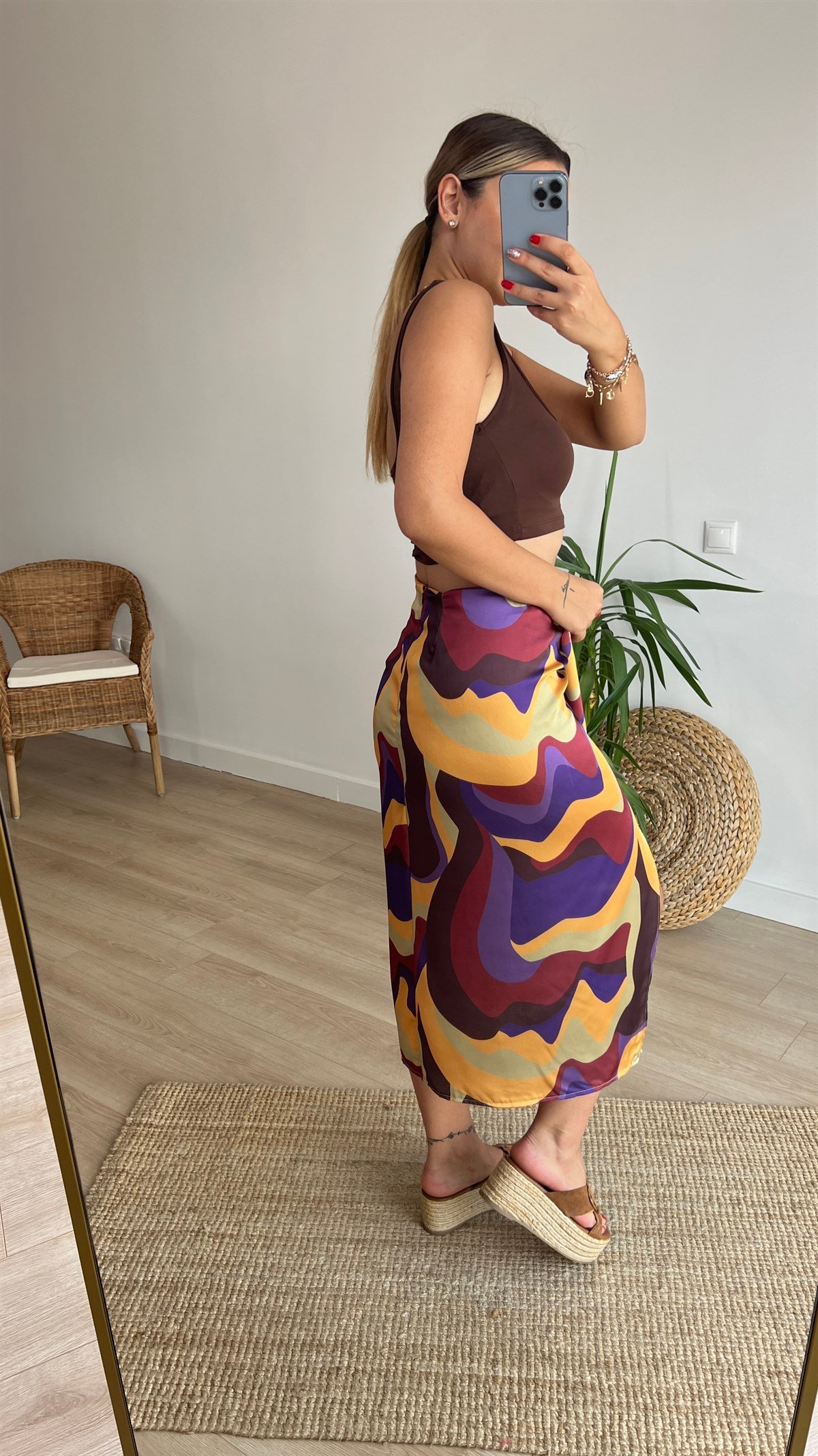 Zara Model Desenli Anvelop Etek 
