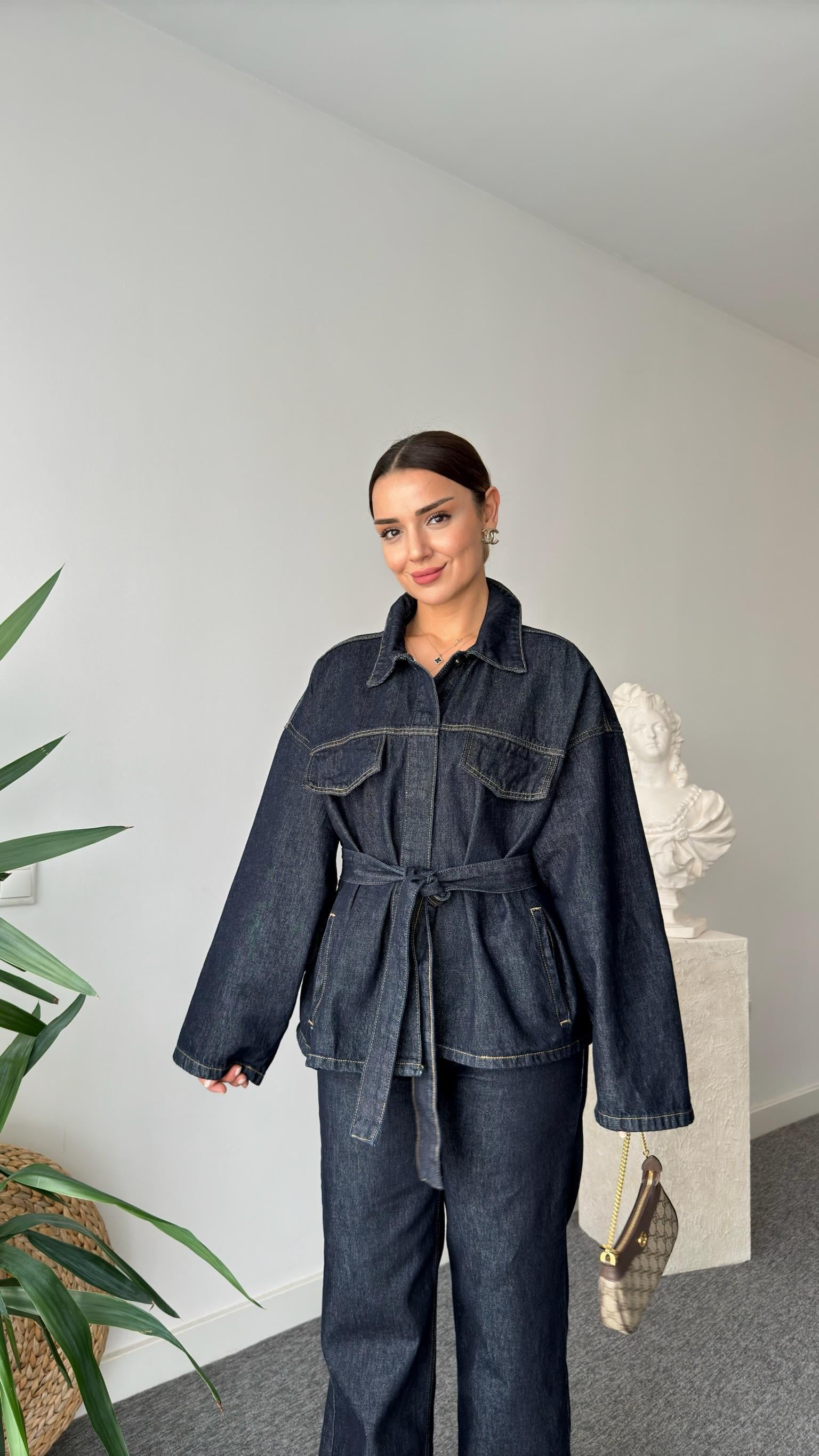 Gradi Belden Bağlamalı Denim Takım