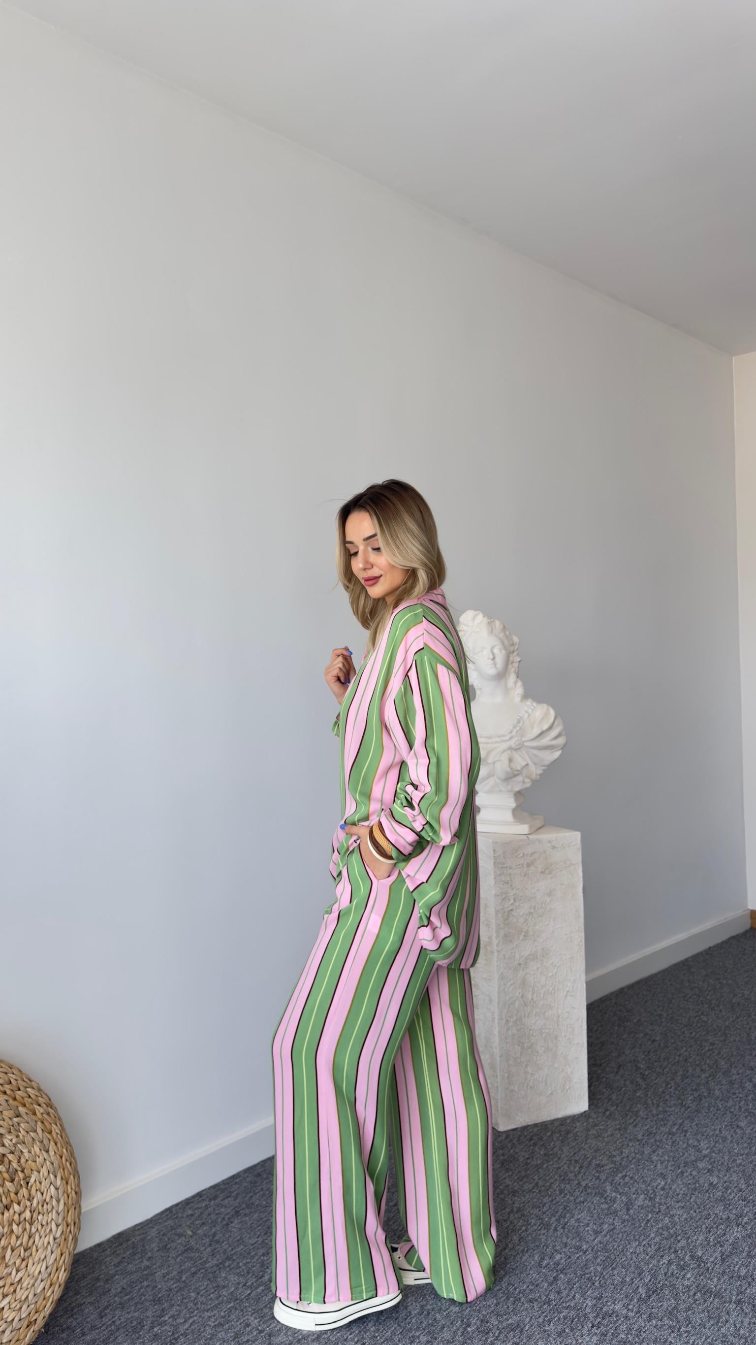 Zra Model Çizgili Renkli Takım