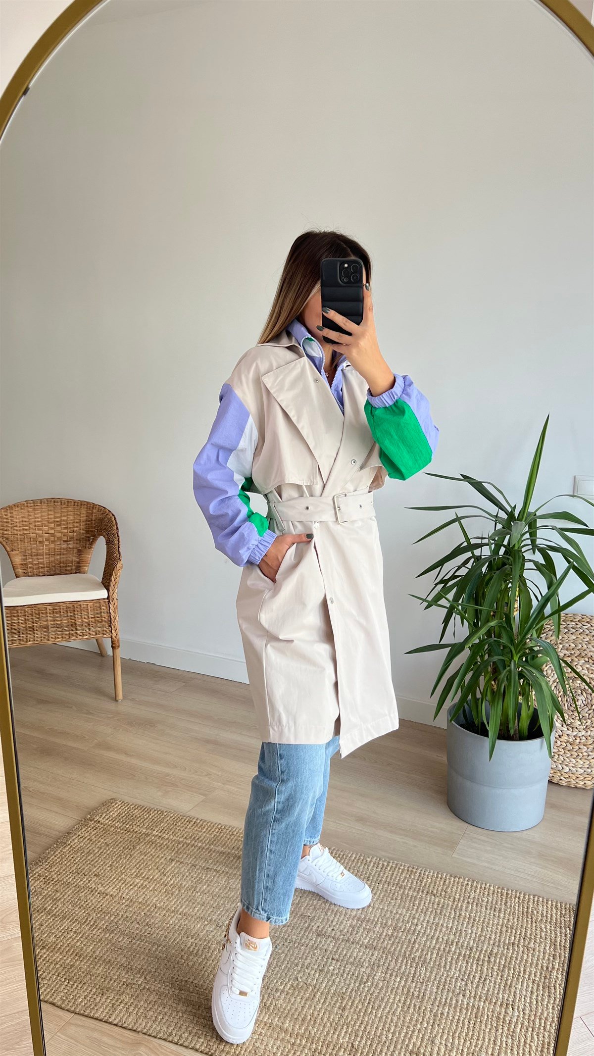 Garnili Krem Tasarım Trenchcoat