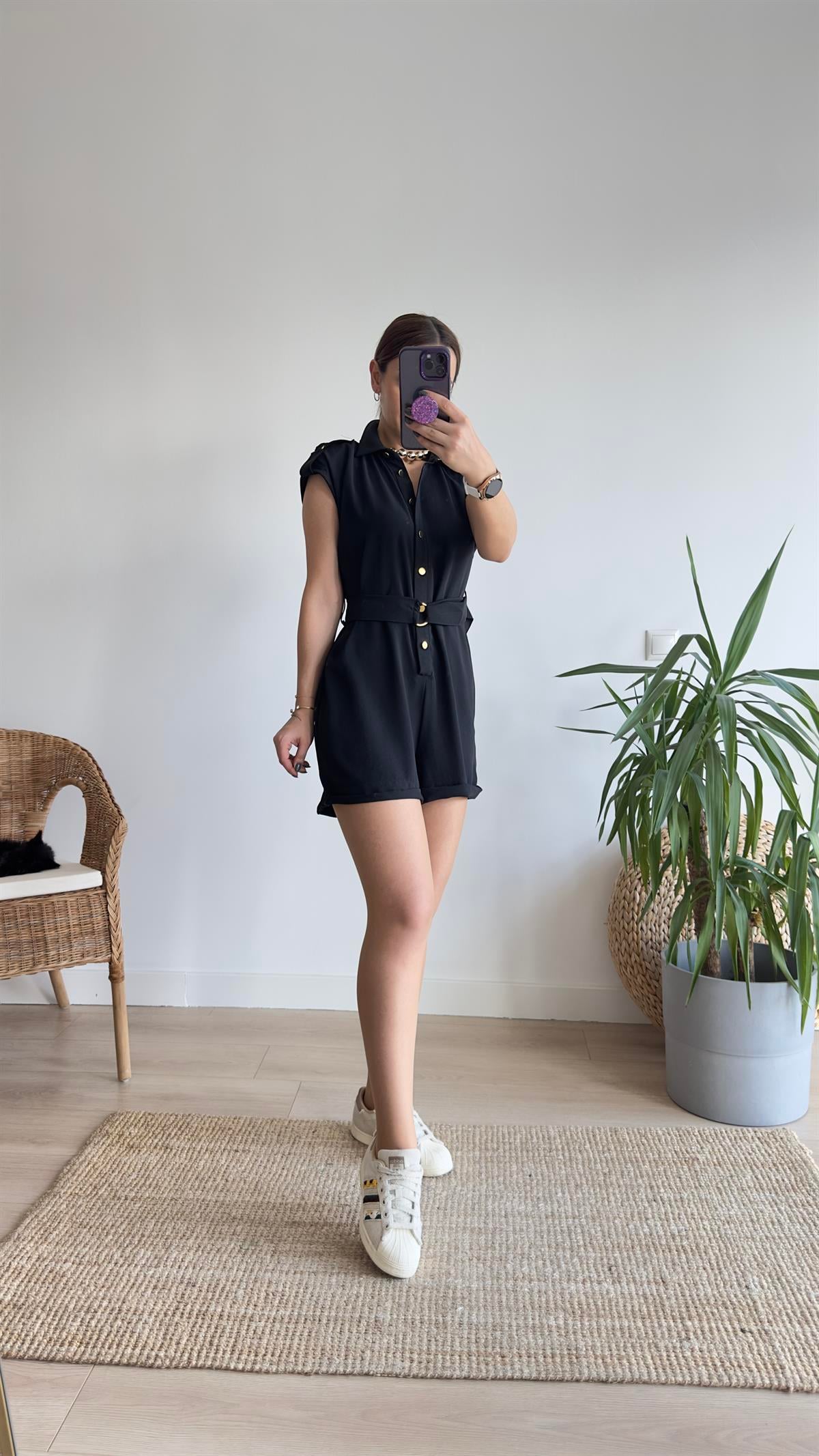 Teor Zra Model Siyah Şort Tulum