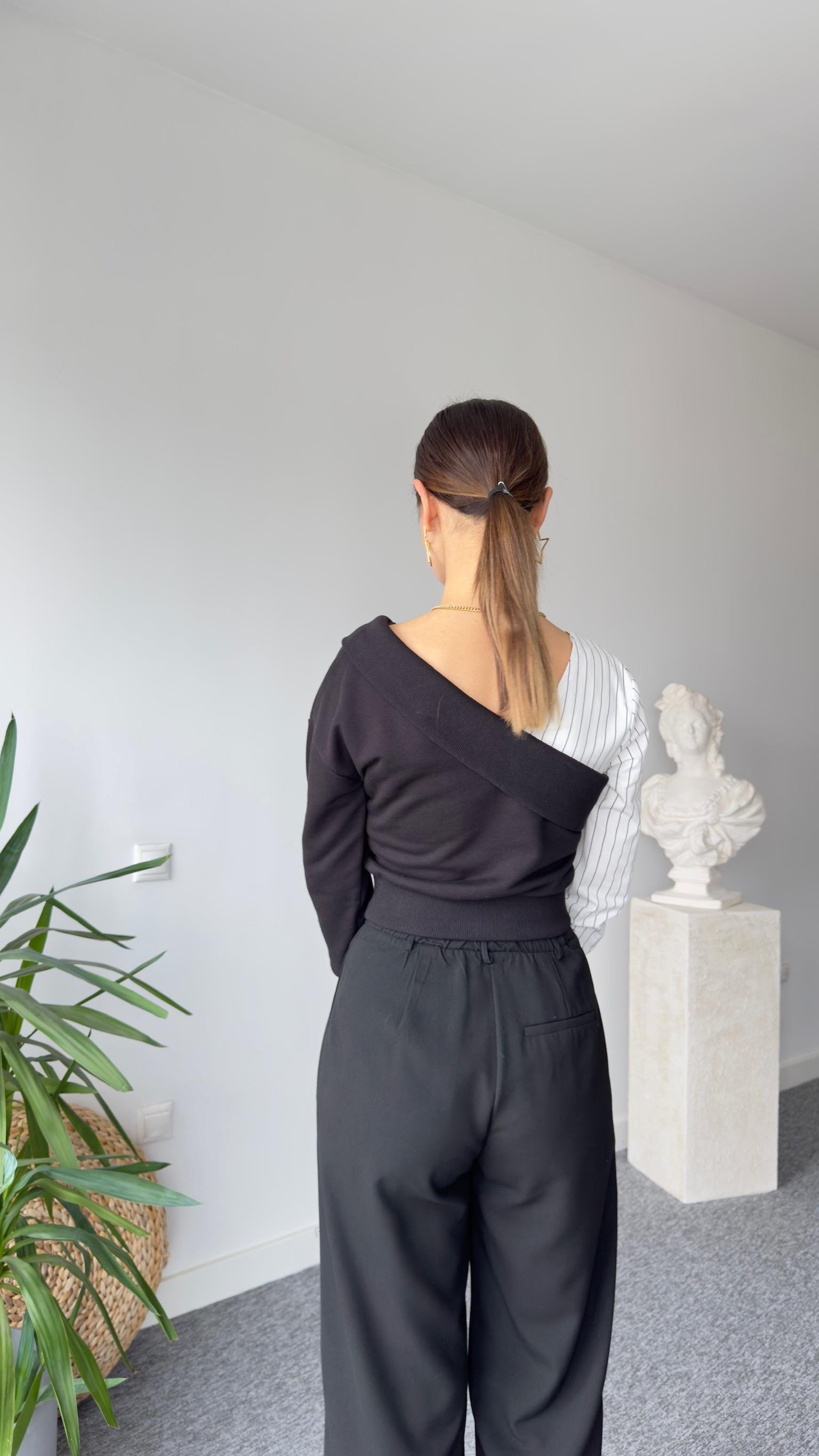 Gömlek Garni Ön Arka V Sweatshirt