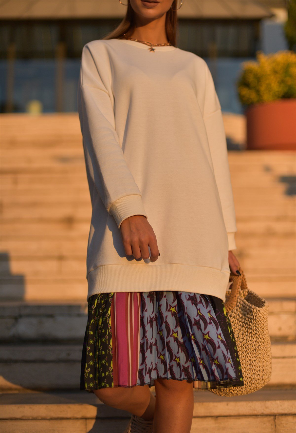 Beyaz Sweat Elbise 