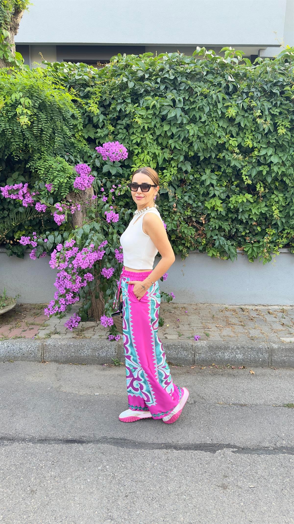 Zra Model Fuşya Etnik Desen Pantolon