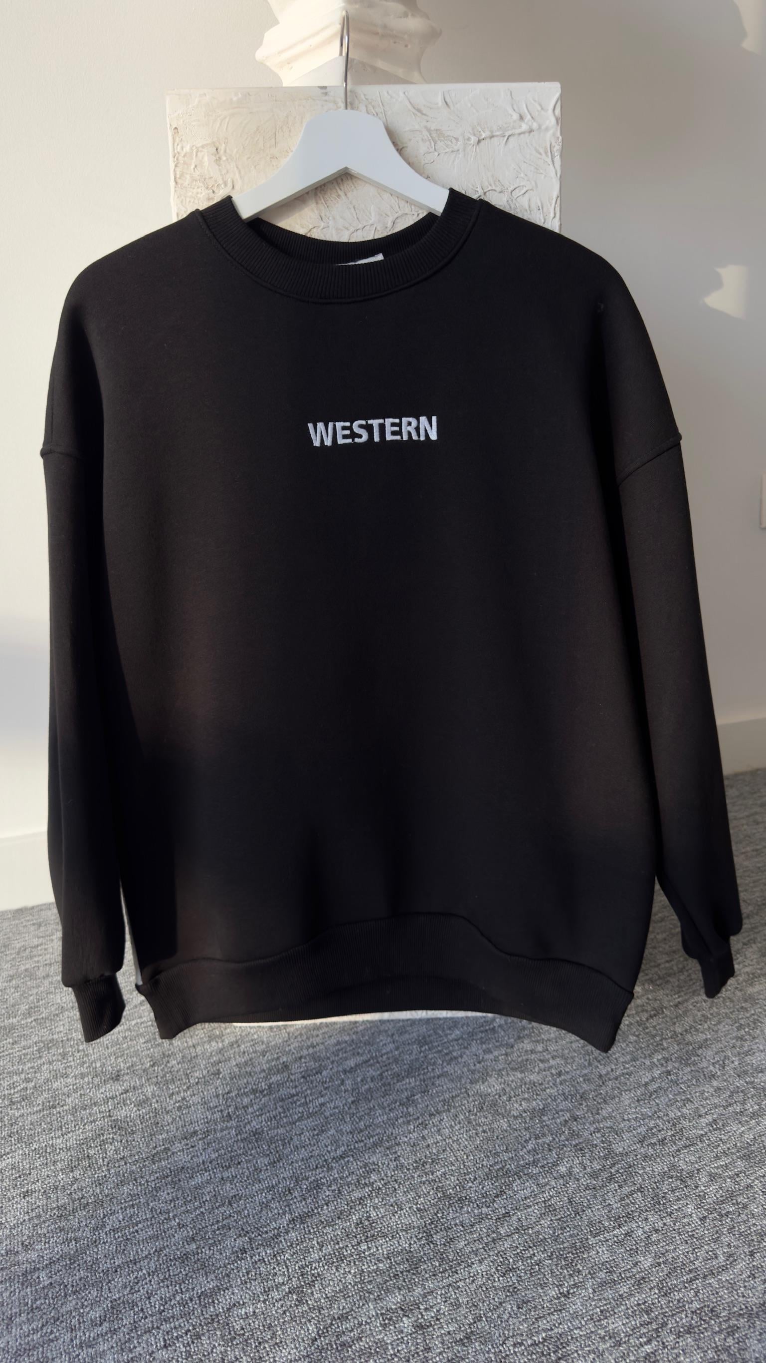 Liver Sırt İşlemeli Siyah Sweatshirt