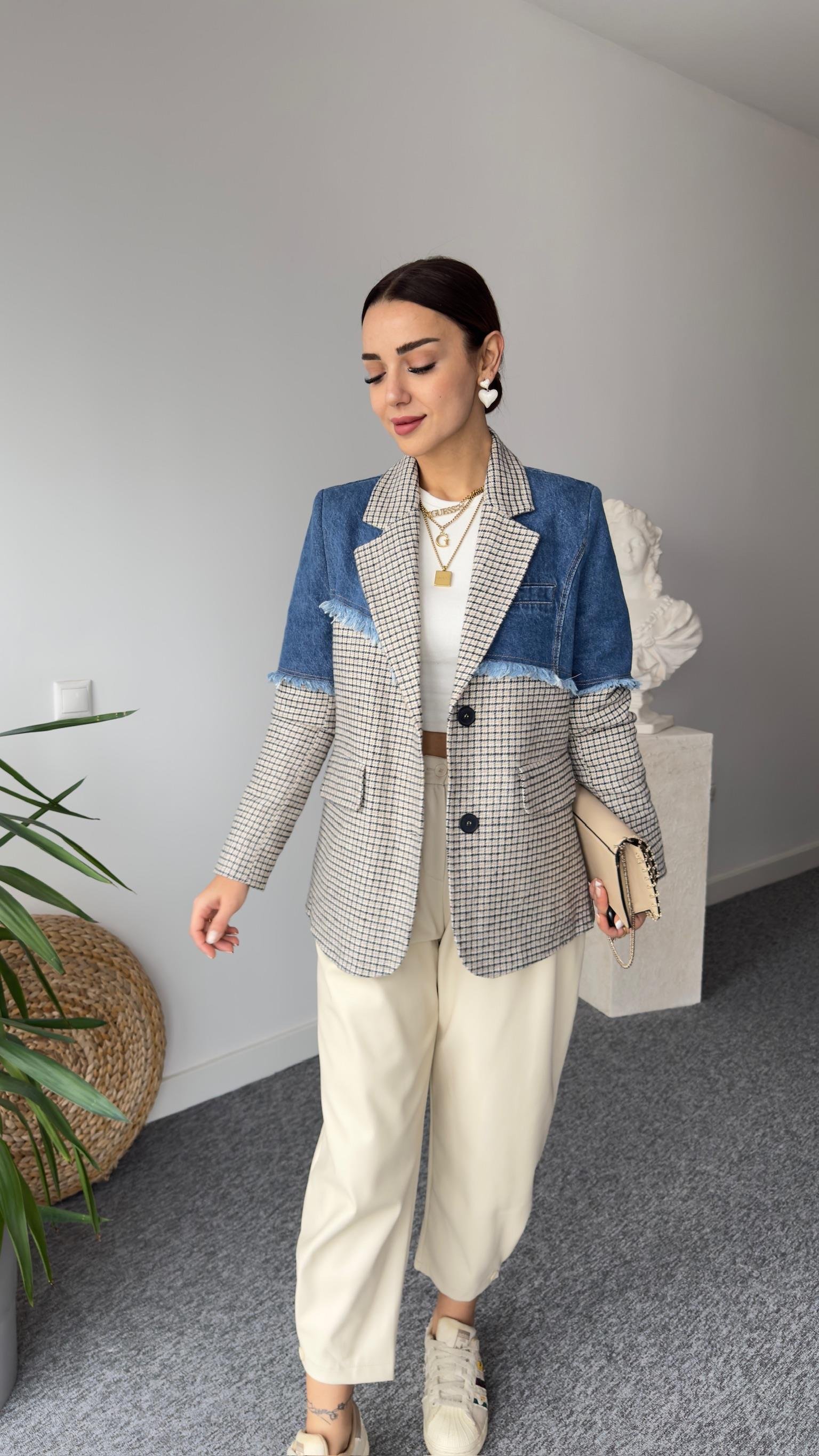 Asia Kot Detaylı Kaşe Blazer Ceket