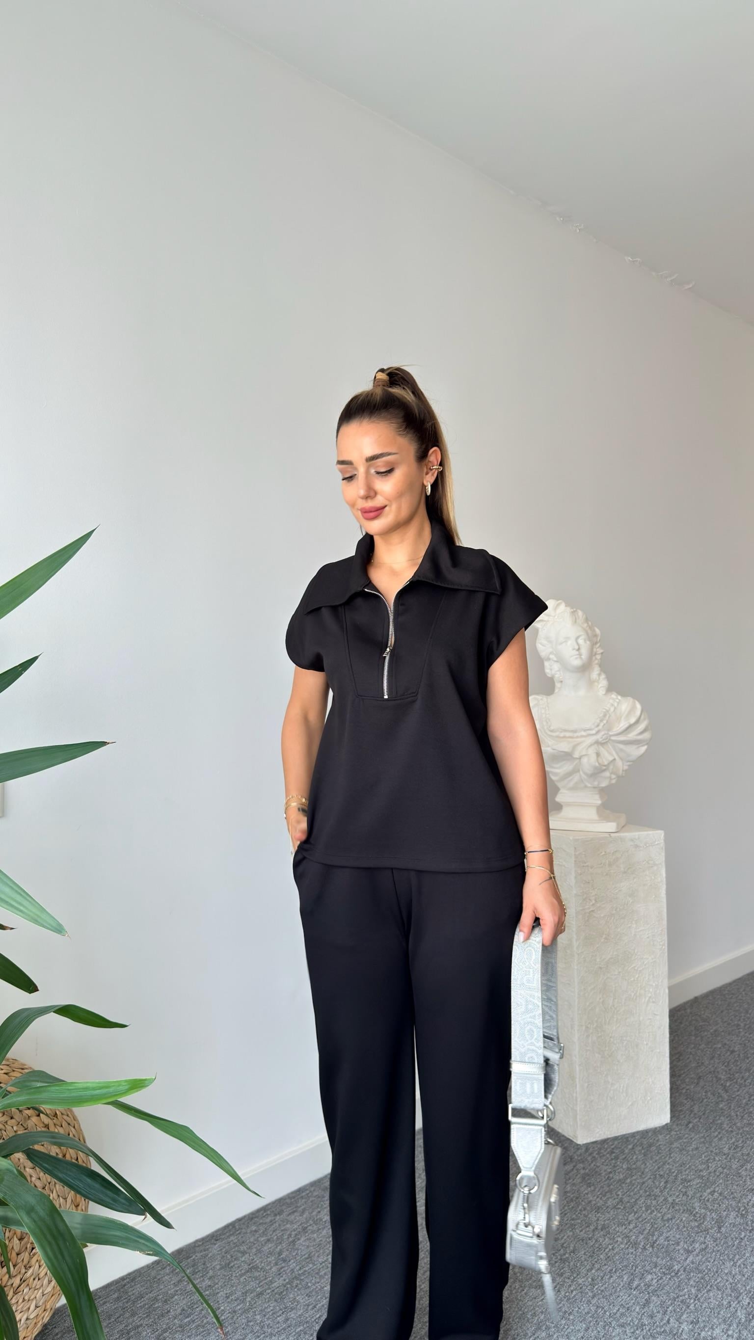 Siyah Risal Şal Yaka Takım