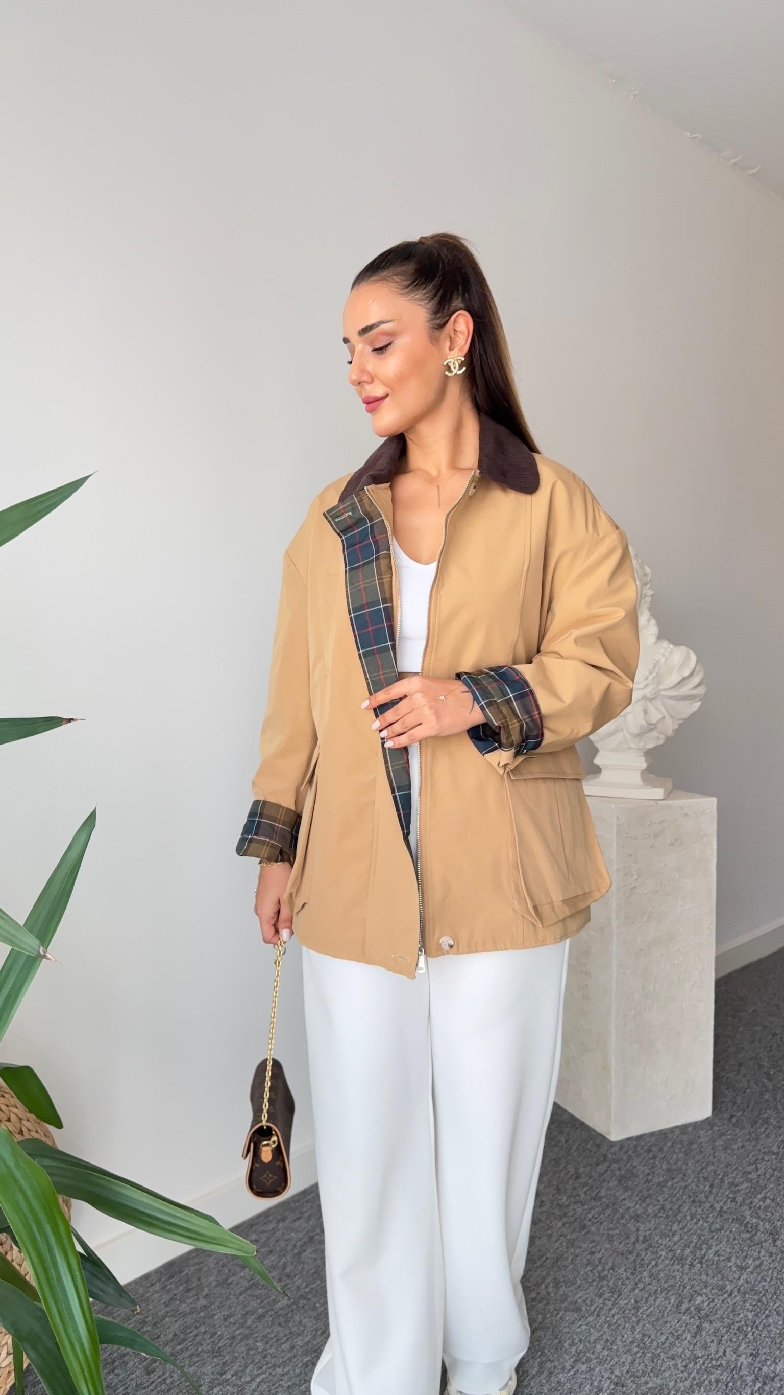 Camel Luba Premium Yaka Kadife Ceket