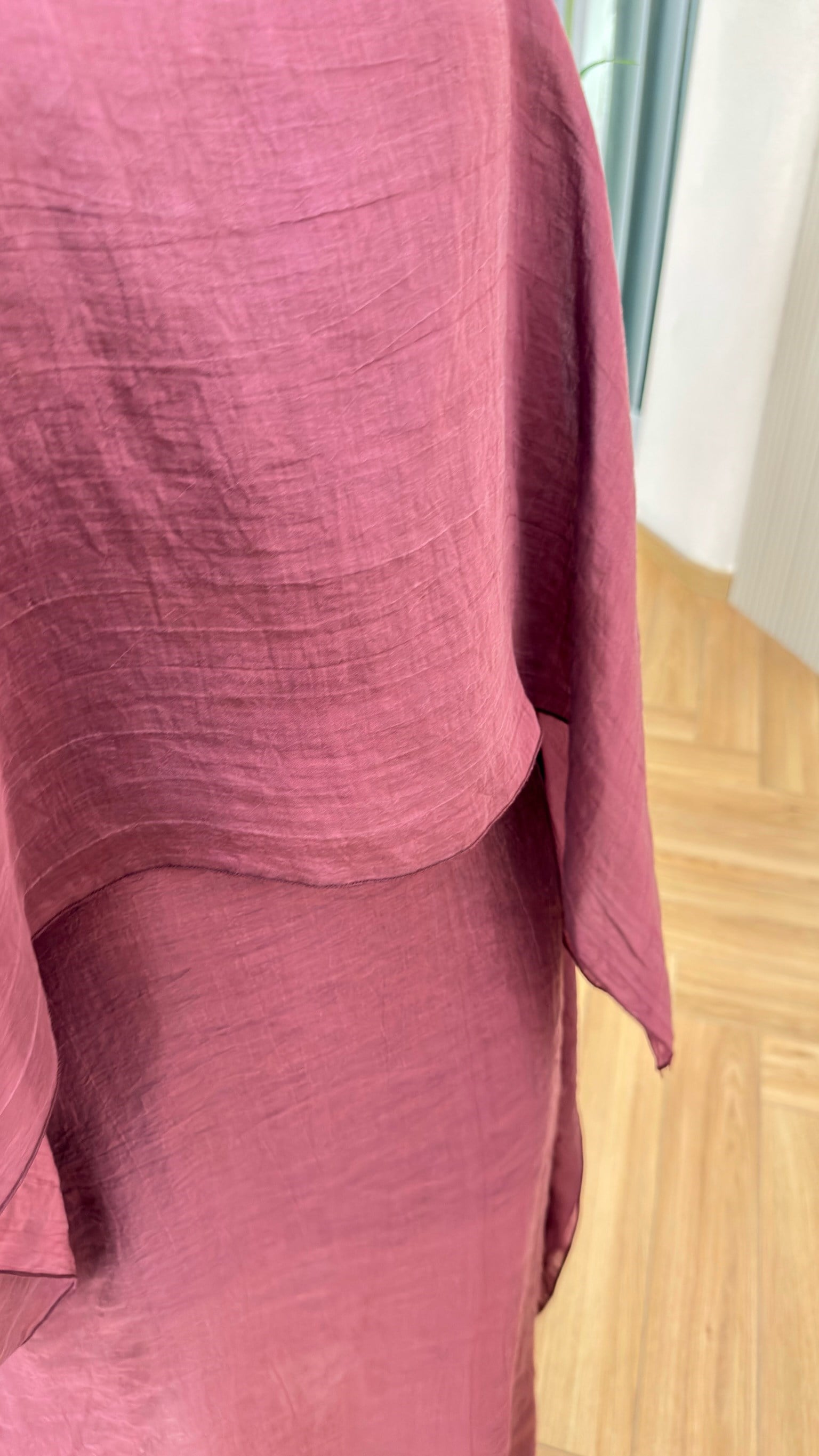 Bordo Lesca Pelerin Detaylı Askılı Elbise 