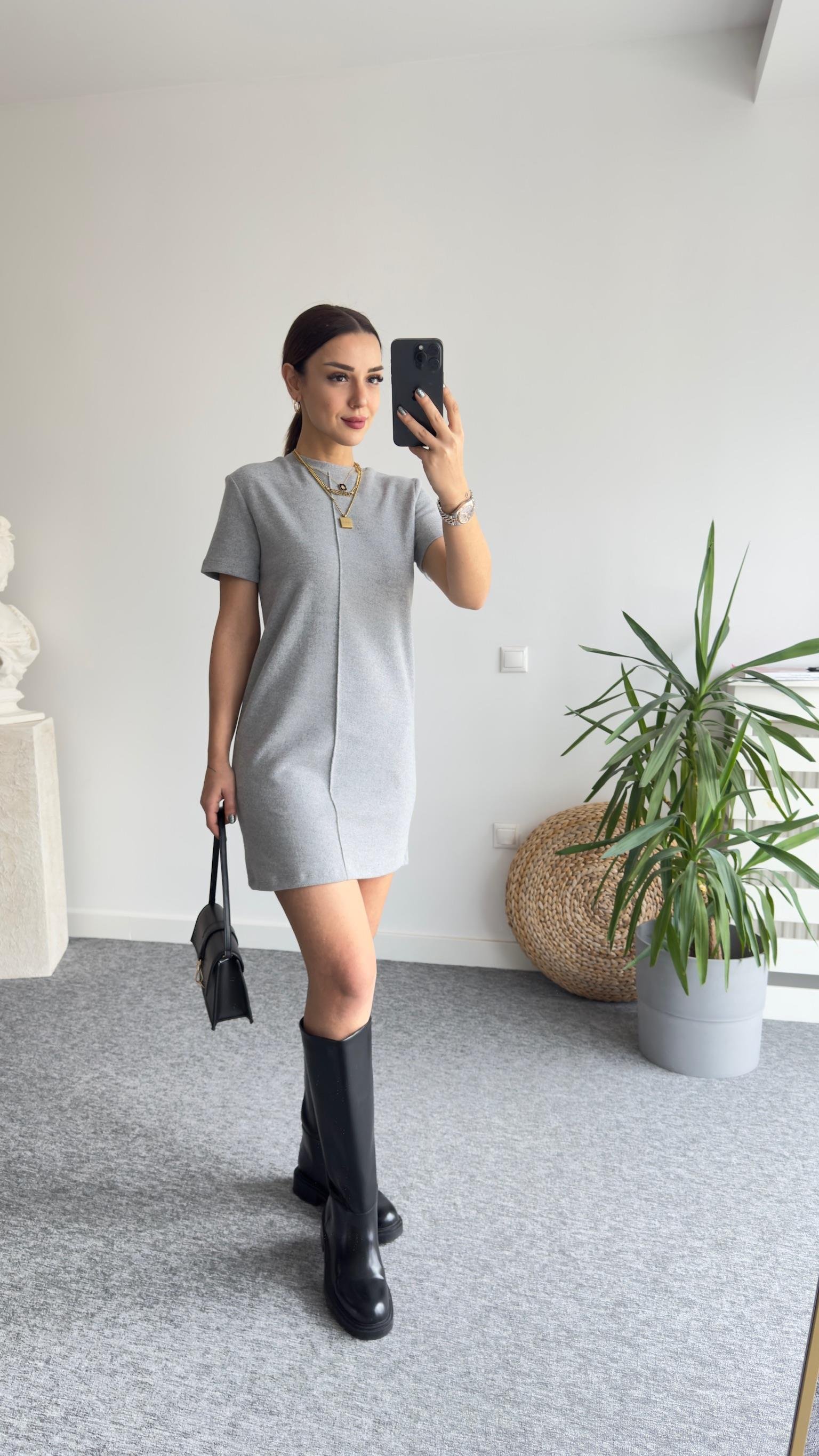 Selanik Zra Model Gri Elbise 