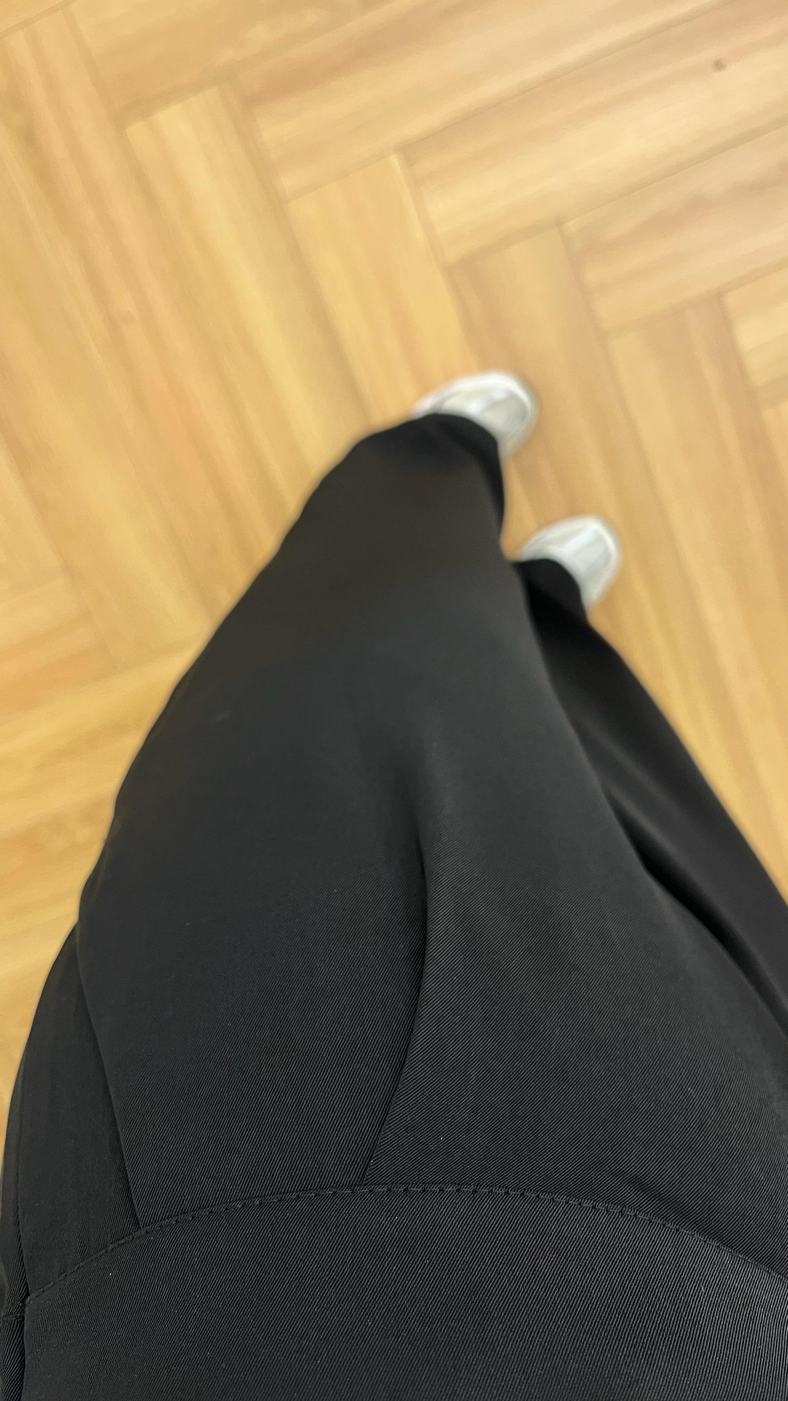 Siyah Nyon Arka Lastikli Pantolon