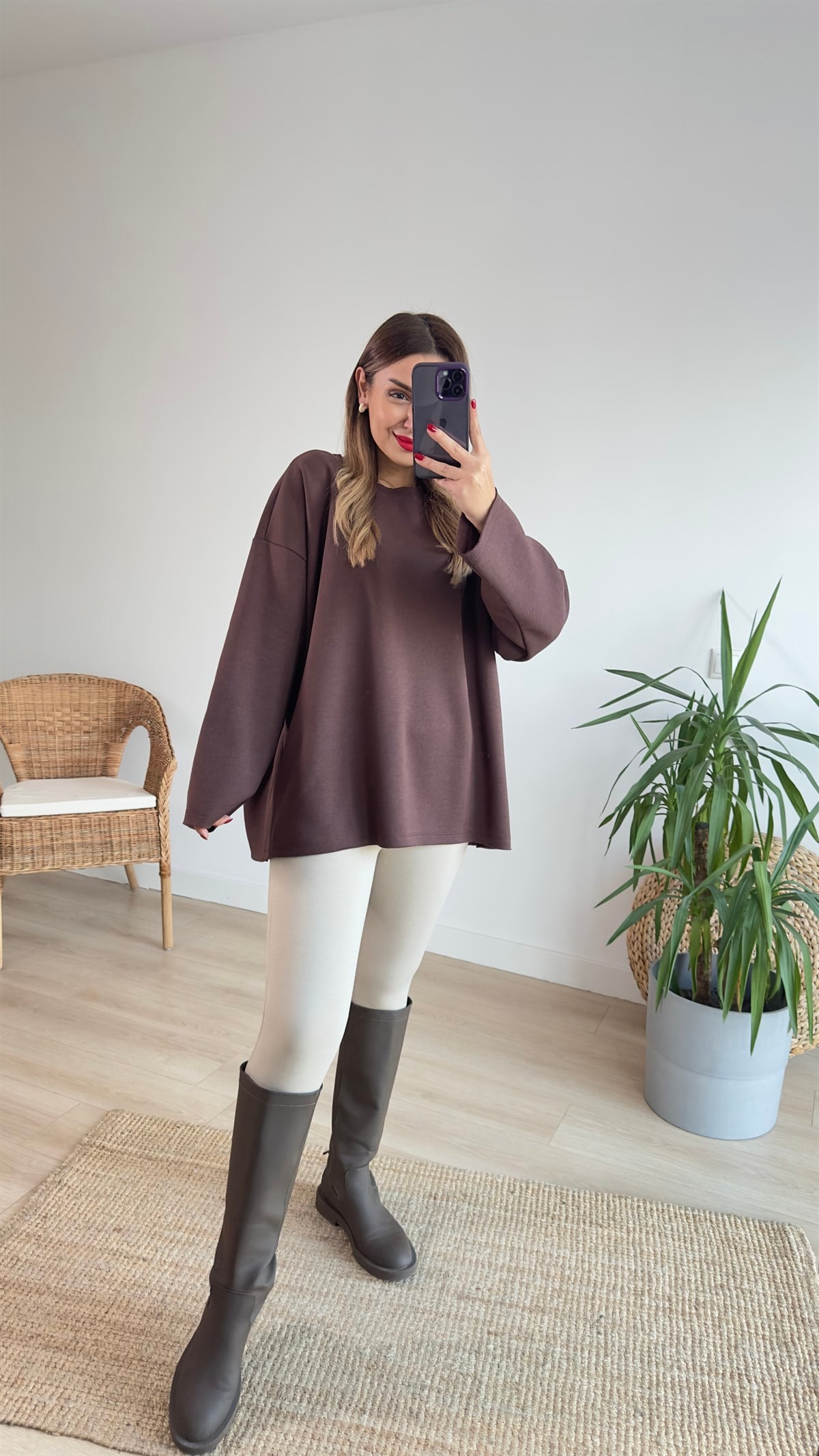 Kahve Pis Dikiş Şardonlu Sweat