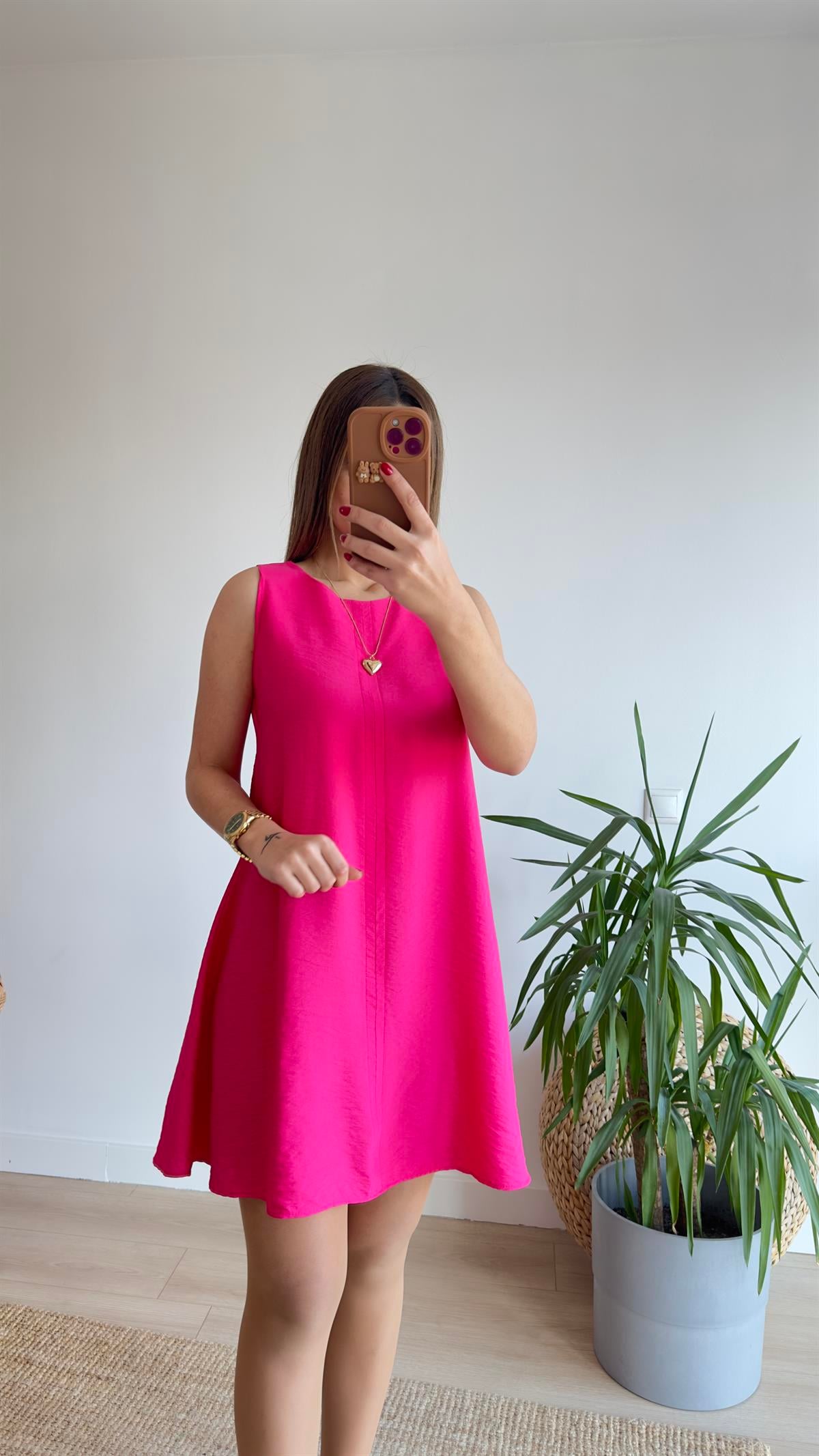 Pembe Kolsuz Çan Elbise 