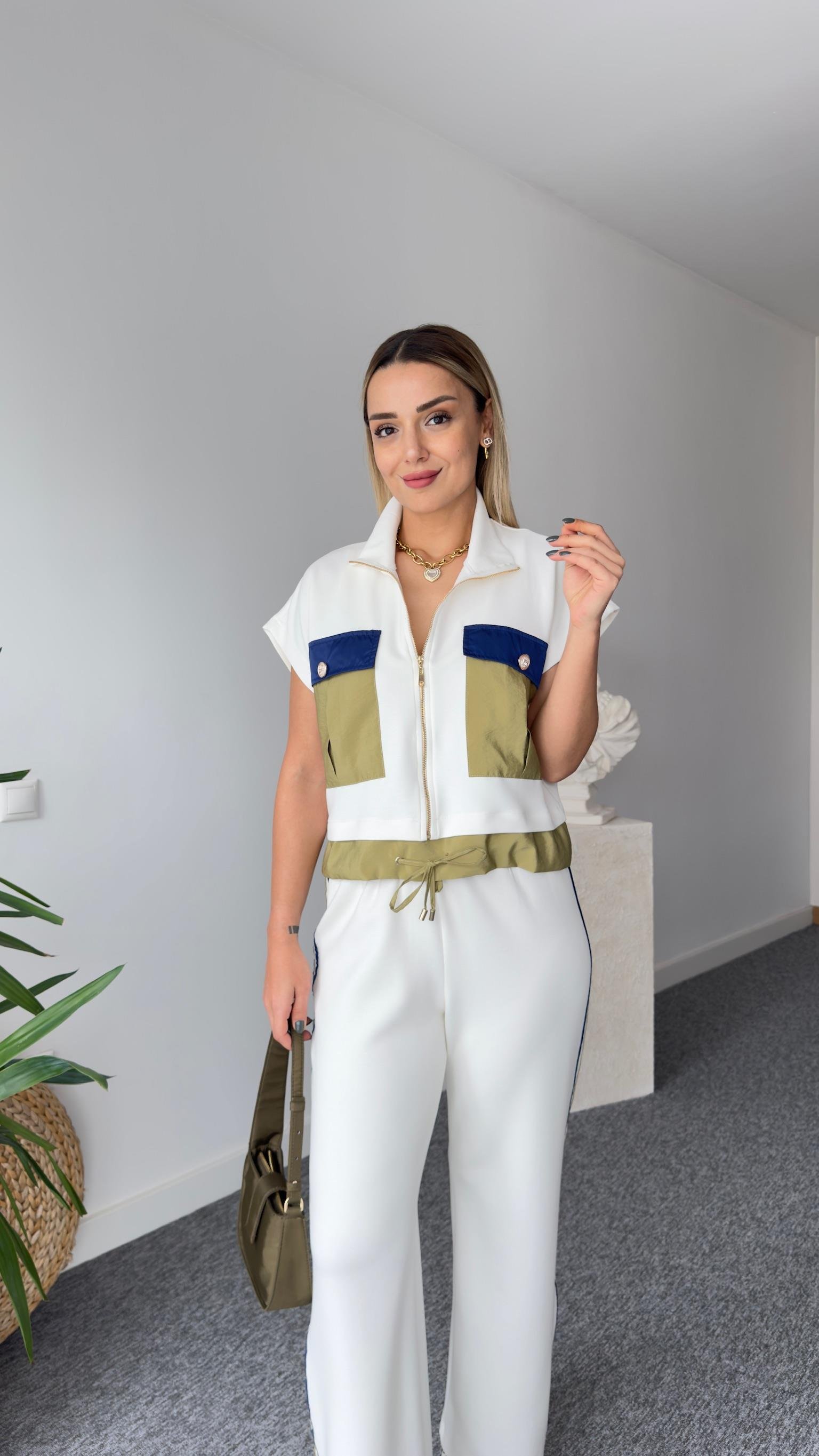 Paraşüt Kumaş Detay Tasarım Beyaz Takım