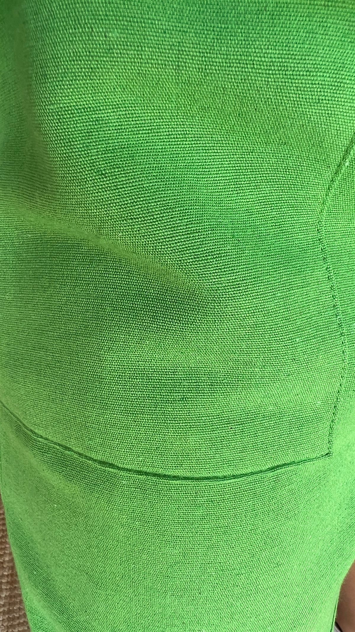 Beli Lastikli Yeşil Keten Şort