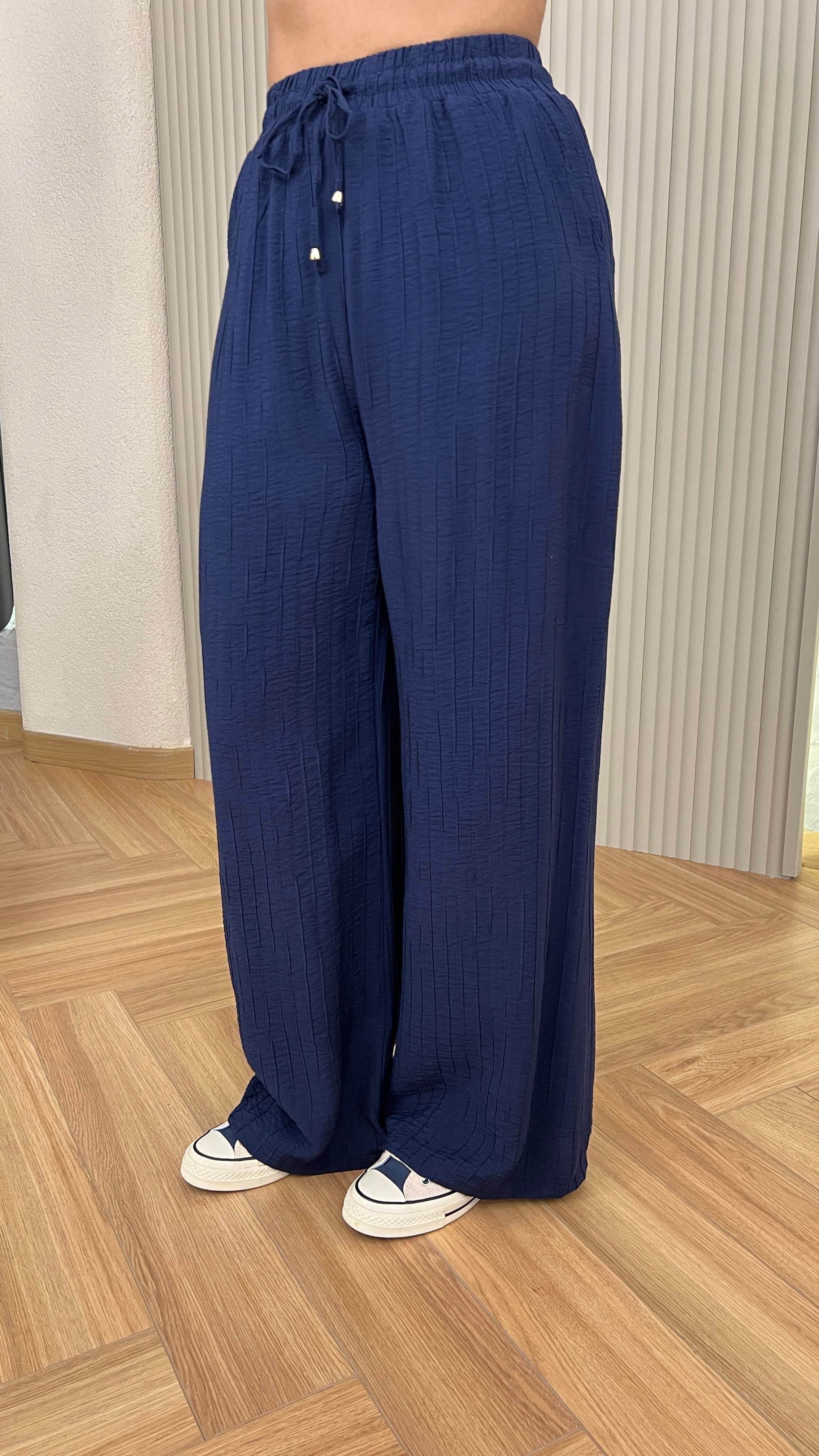 Lacivert Şort Astarlı Bel Lastikli Pantolon