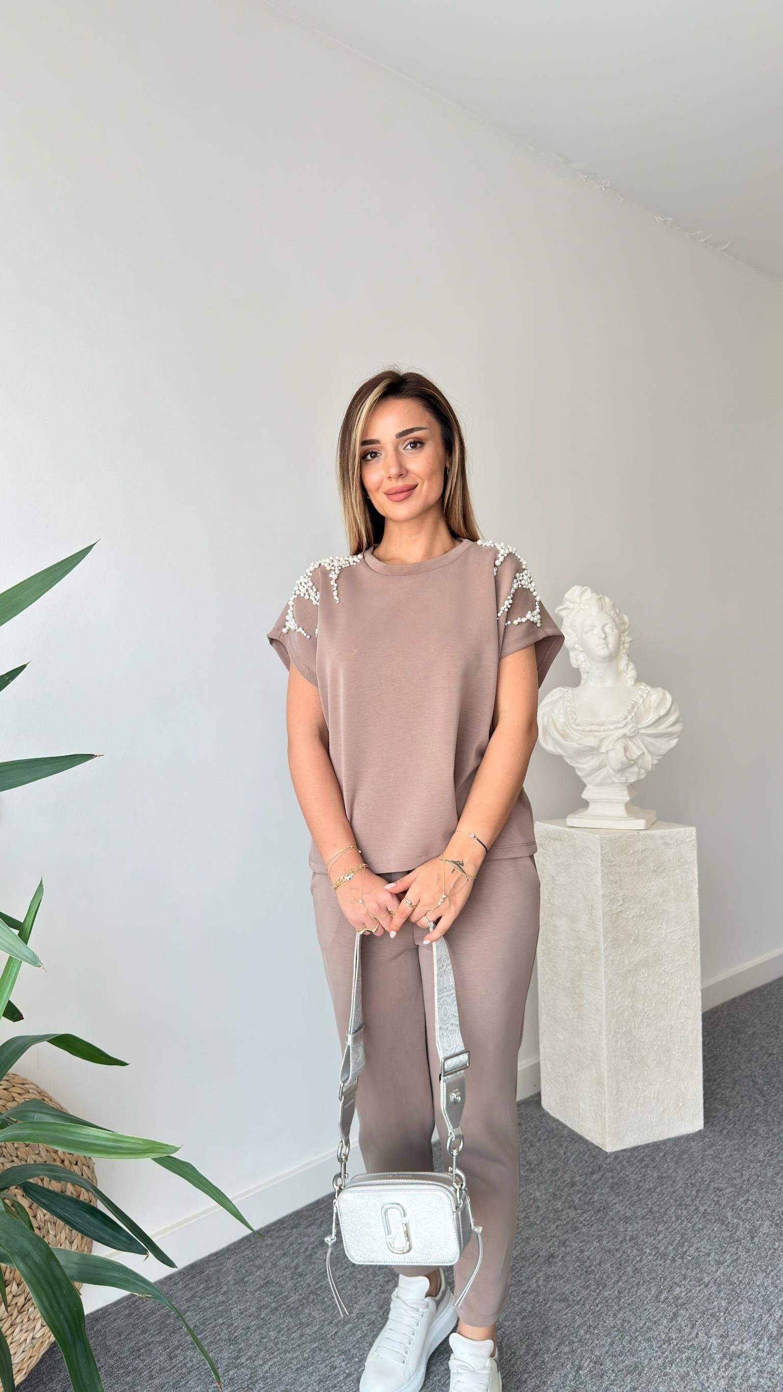 Kahve Klara Premium İncili Modal Takım