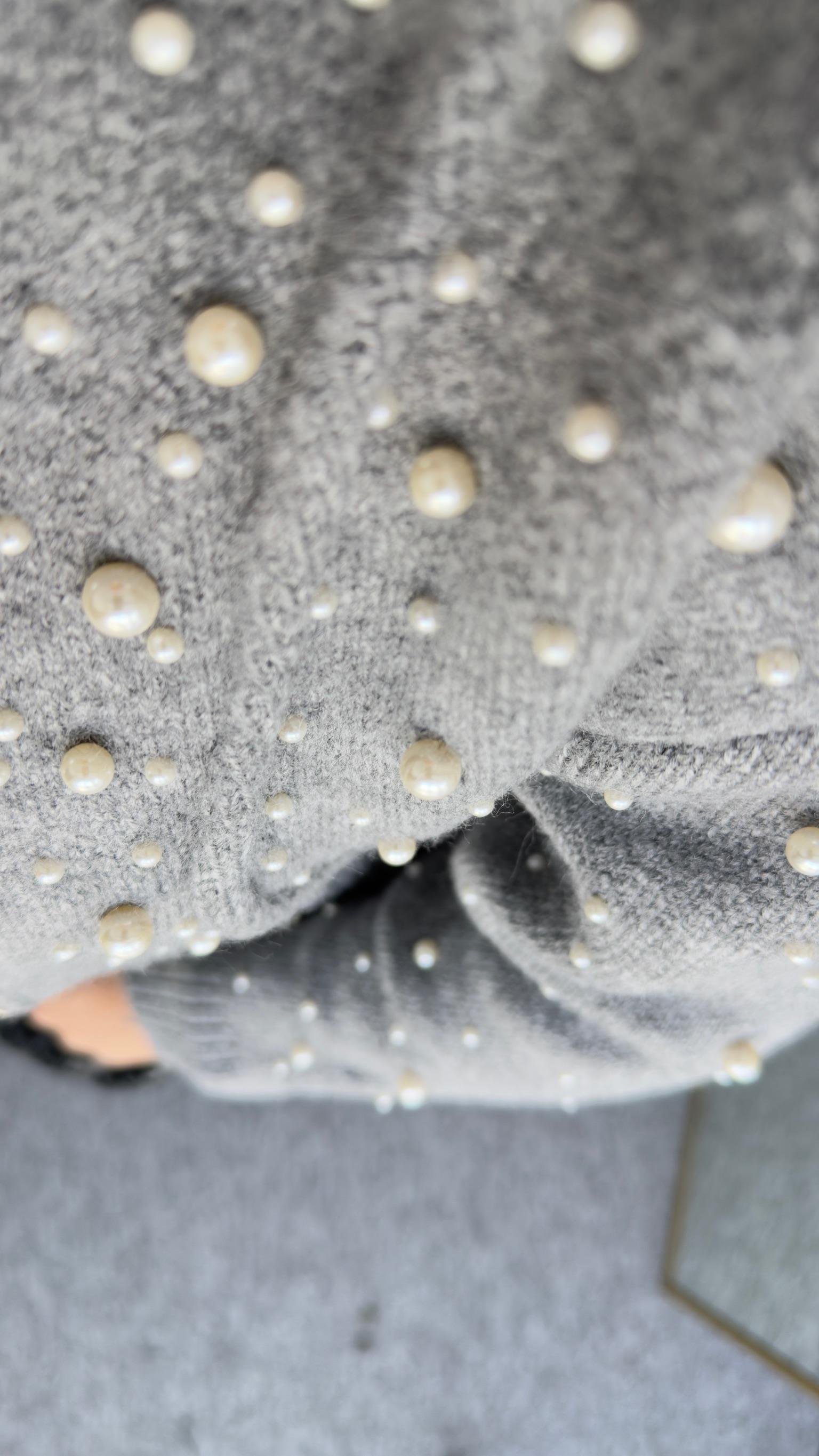 Zra Model İncili Gri Triko Hırka 