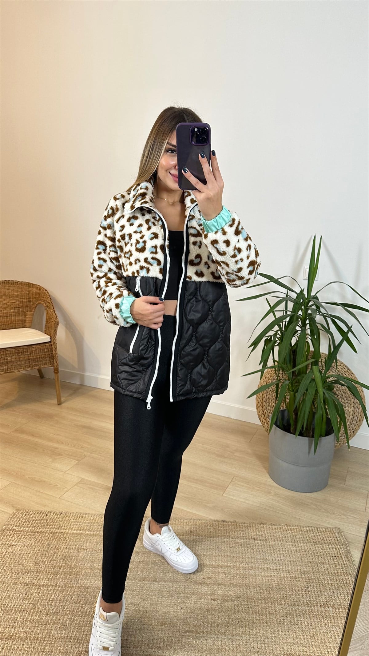 Kapitone Detaylı Mavi Leopar Peluş