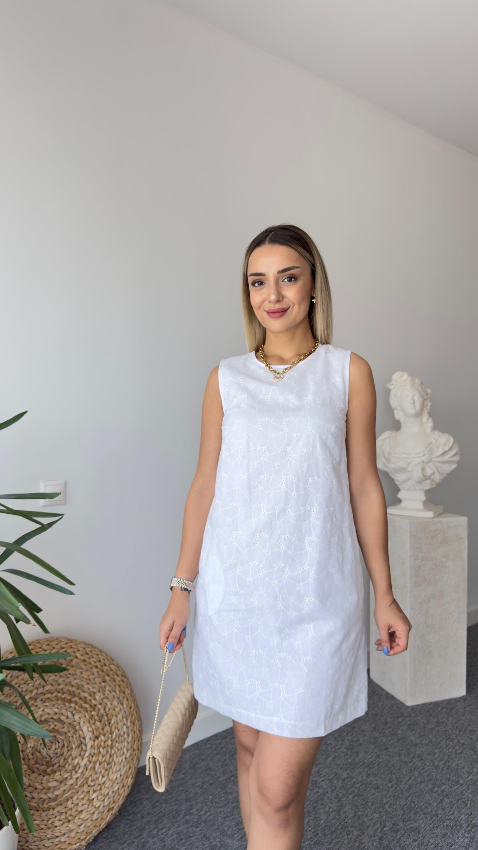 Pios Astarlı Beyaz Fisto Elbise 
