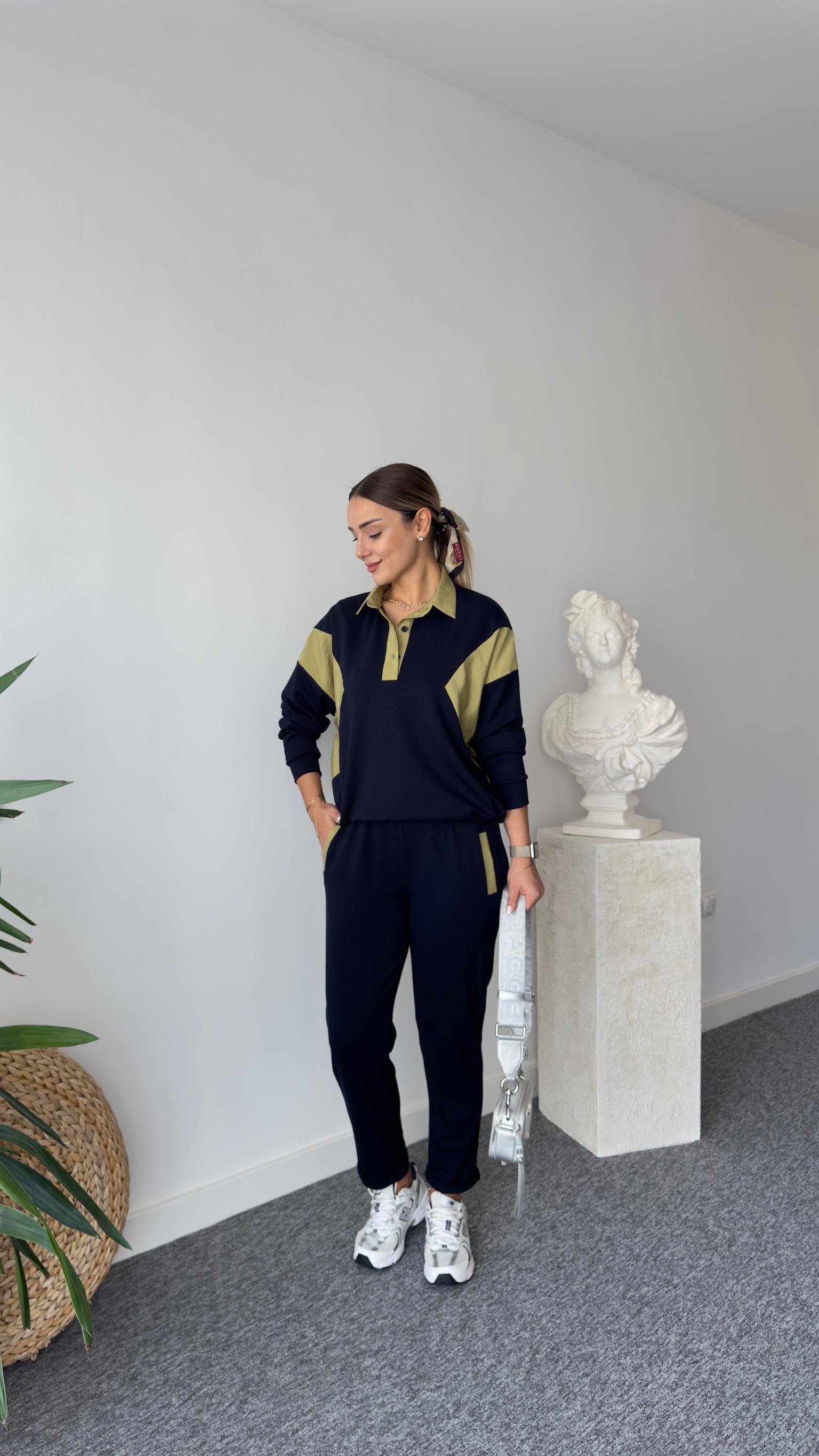 Afta Gömlek Yaka Yeşil Renk Geçişli Takım