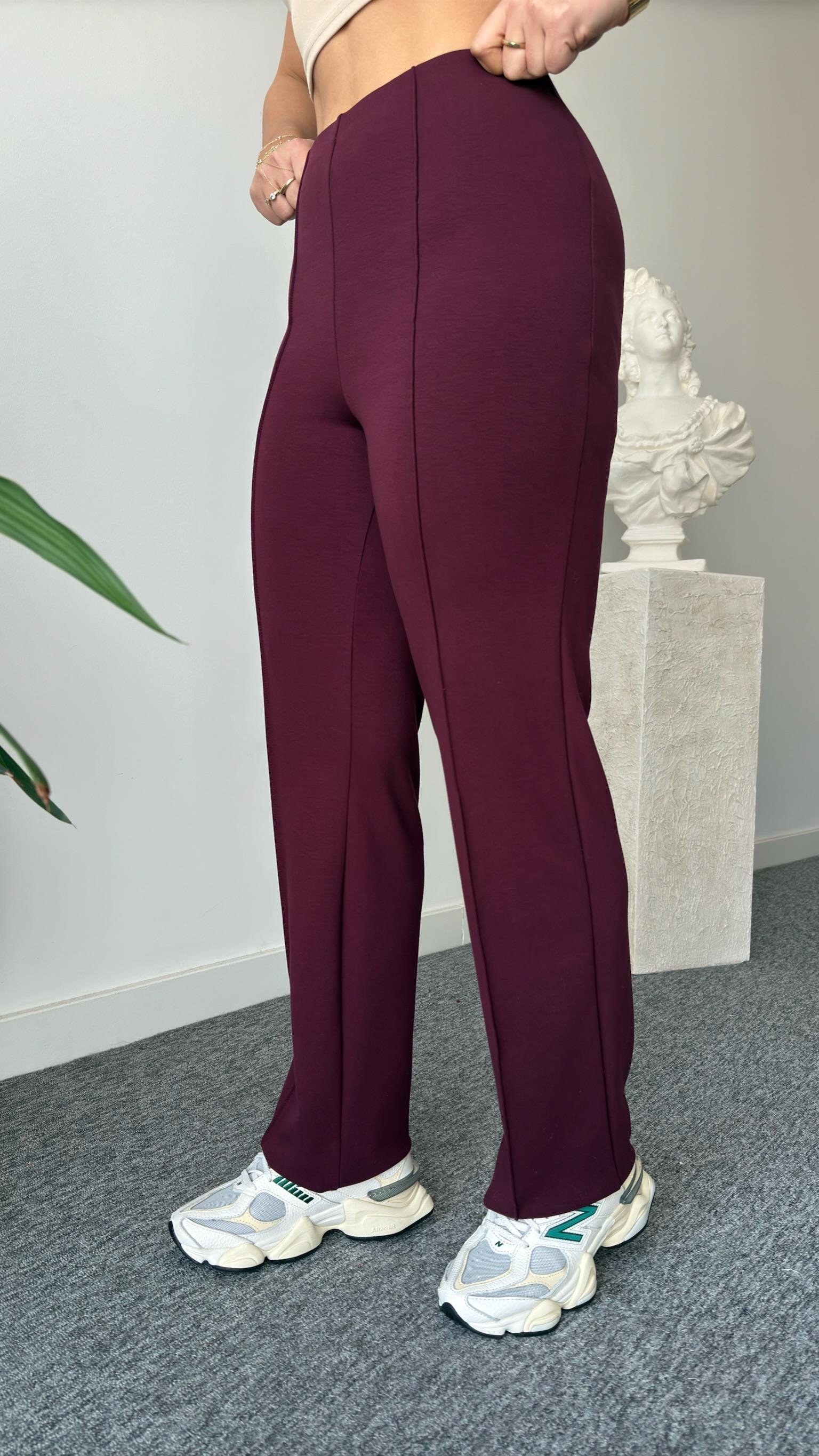 Bordo Çimalı Oys Modal Pantolon